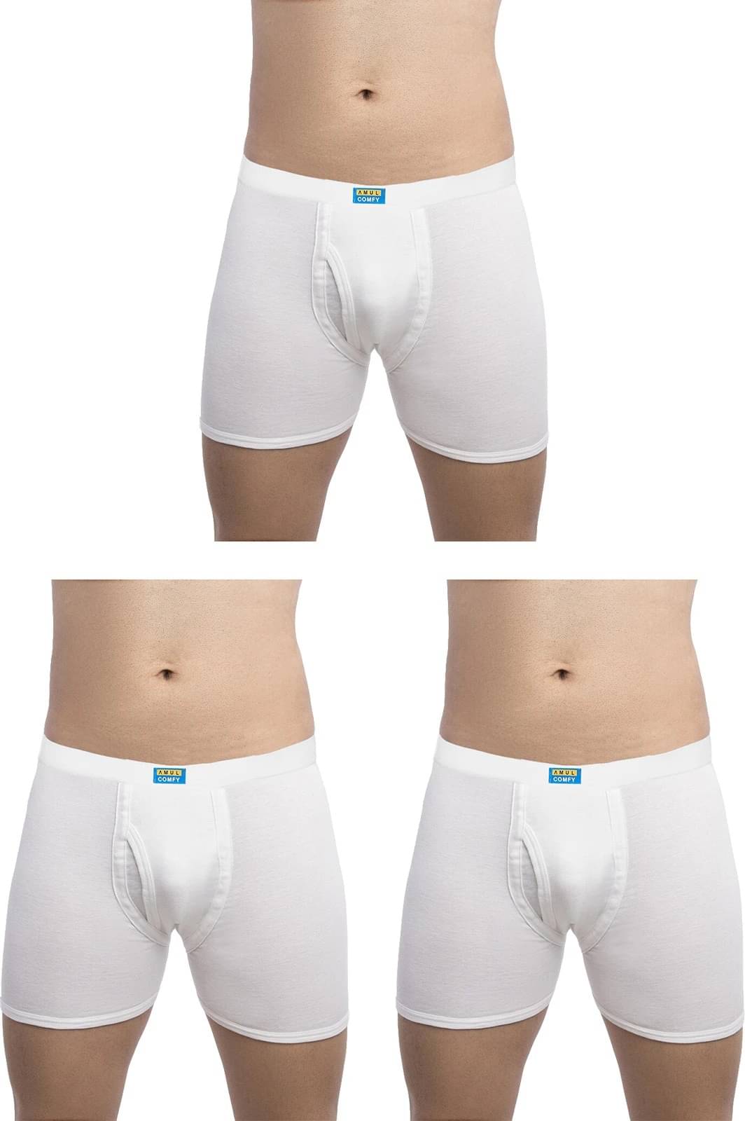     			Amul comfy Pack of 3 Cotton Trunks For Men's ( White )
