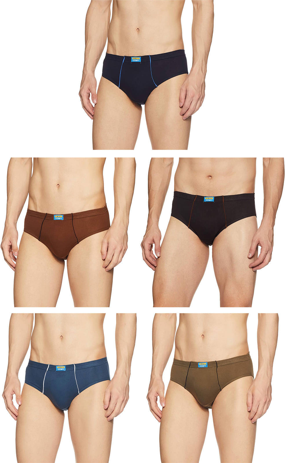 Amul comfy Pack of 5 Cotton Briefs For Men's ( Multicolor ) Amul comfy Pack of 5 Cotton Briefs For Men's ( Multicolor )
