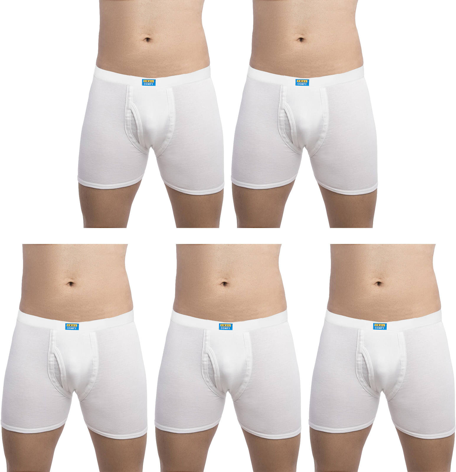     			Amul comfy Pack of 5 Cotton Trunks For Men's ( White )