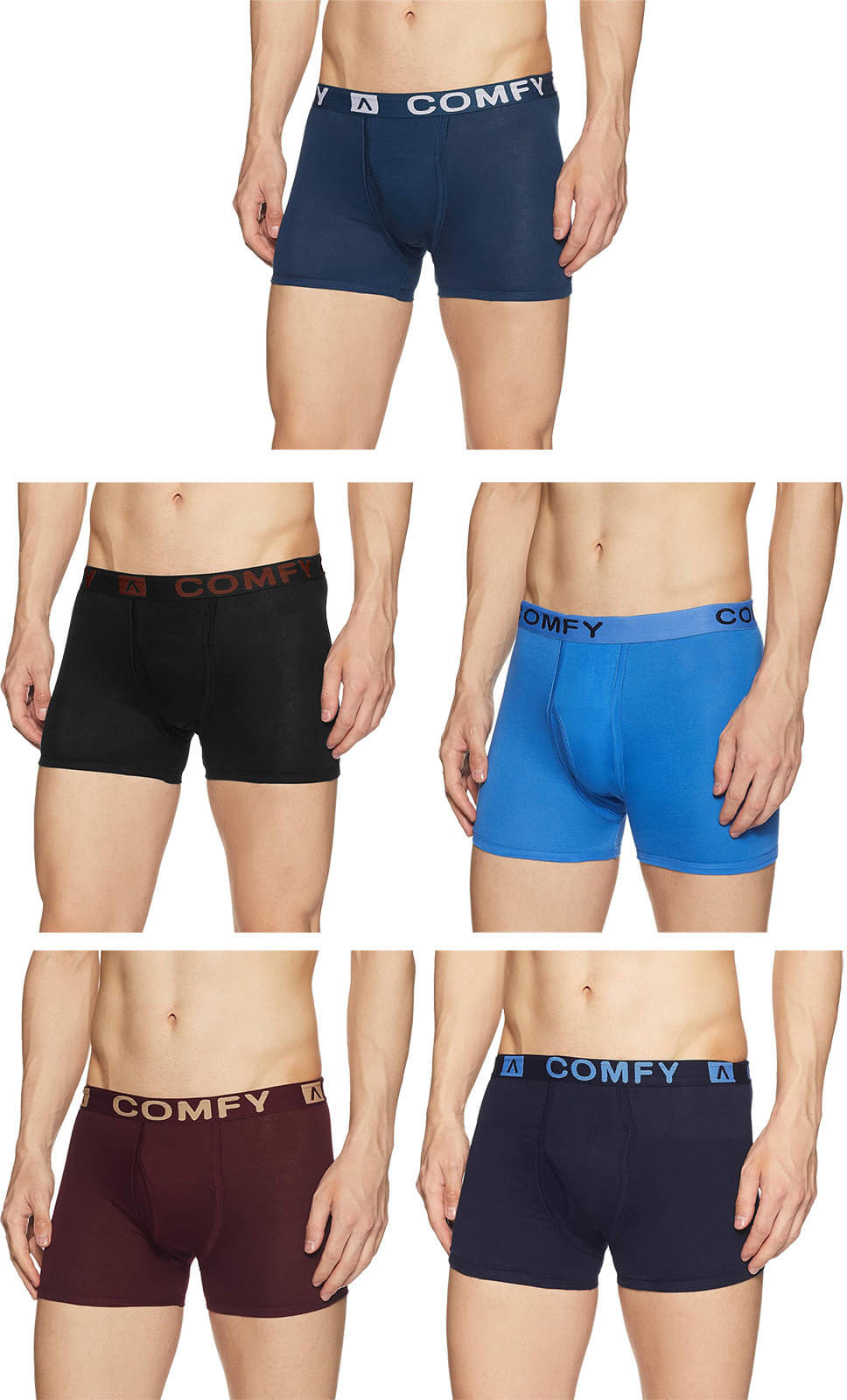     			Amul comfy Pack of 5 Cotton Trunks For Men's ( Multicolor )