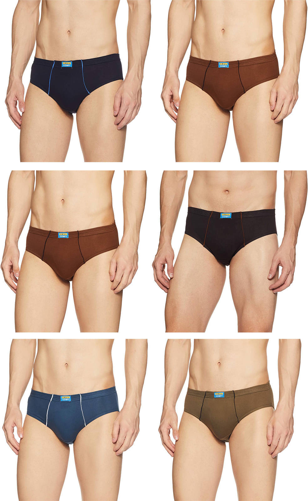     			Amul comfy Pack of 6 Cotton Briefs For Men's ( Multicolor )
