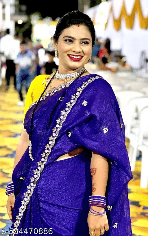 Kandora Jimmy Choo Embellished Chanderi saree With Unstitched Blouse Piece ( Purple ) Kandora Jimmy Choo Embellished Chanderi saree With Unstitched Blouse Piece ( Purple )