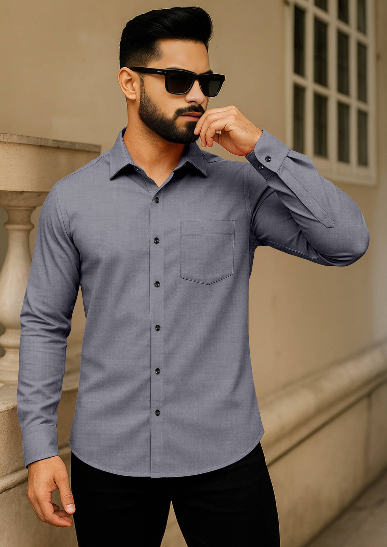 LAXBON Poly Cotton Regular Fit Solids Full Sleeves Men's Casual Shirt - Grey ( Pack of 1 ) LAXBON Poly Cotton Regular Fit Solids Full Sleeves Men's Casual Shirt - Grey ( Pack of 1 )
