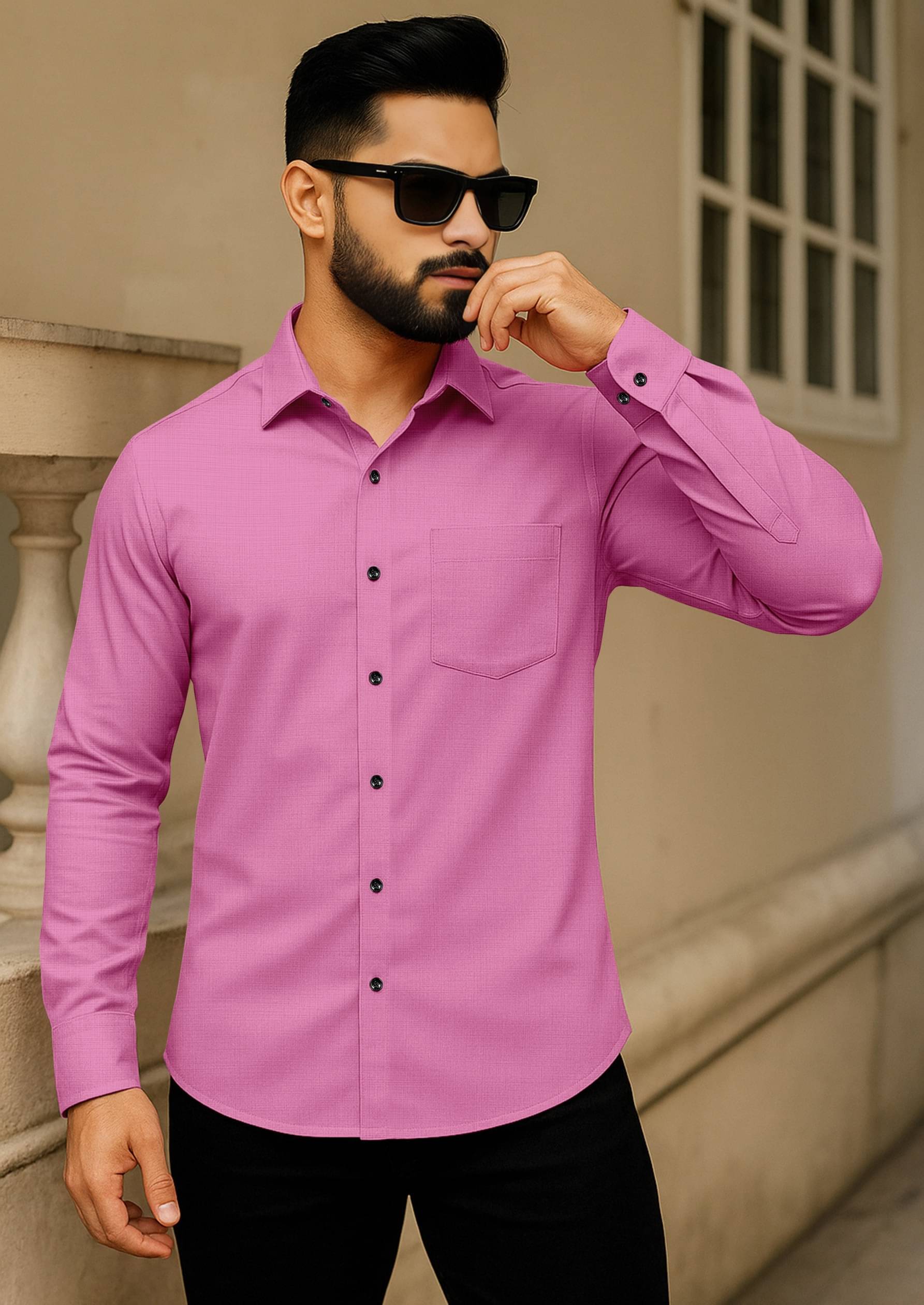LAXBON Poly Cotton Regular Fit Solids Full Sleeves Men's Casual Shirt - Pink ( Pack of 1 ) LAXBON Poly Cotton Regular Fit Solids Full Sleeves Men's Casual Shirt - Pink ( Pack of 1 )