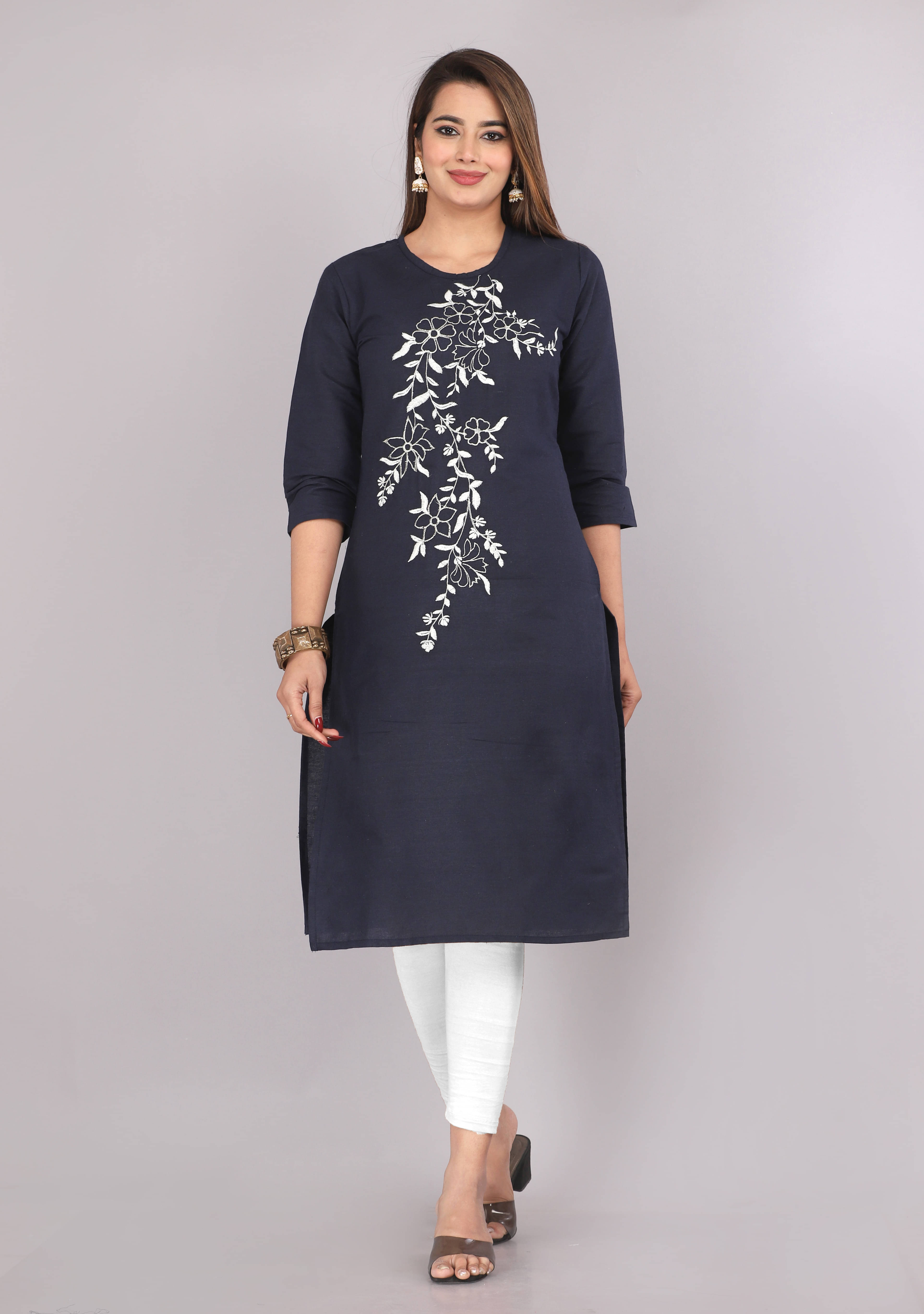 Mehsoos Fashion Women Cotton Embroidered Straight Kurti ( Multicolor ) Mehsoos Fashion Women Cotton Embroidered Straight Kurti ( Multicolor )
