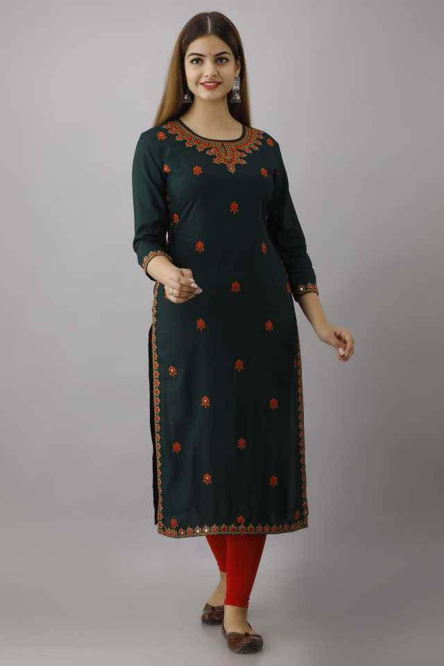 Mehsoos Fashion Women Viscose Rayon Printed Straight Kurti ( Green ) Mehsoos Fashion Women Viscose Rayon Printed Straight Kurti ( Green )