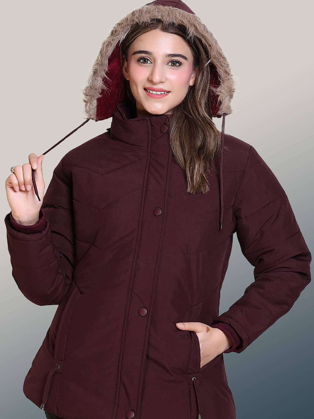     			RIGHT DECISION - Polyester Blend Maroon Hooded Jackets Pack of 1