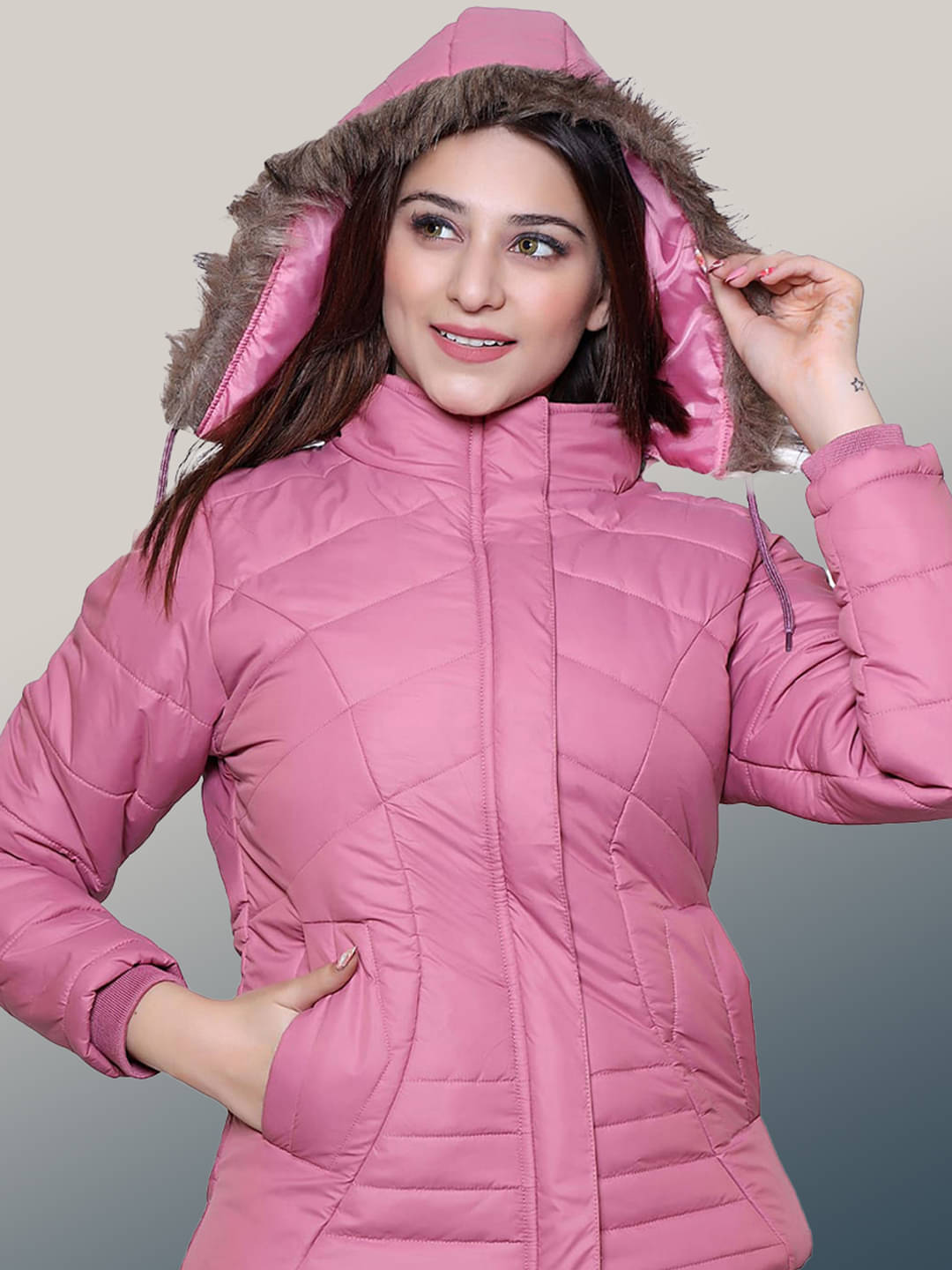 RIGHT DECISION - Polyester Blend Pink Hooded Jackets Pack of 1 RIGHT DECISION - Polyester Blend Pink Hooded Jackets Pack of 1