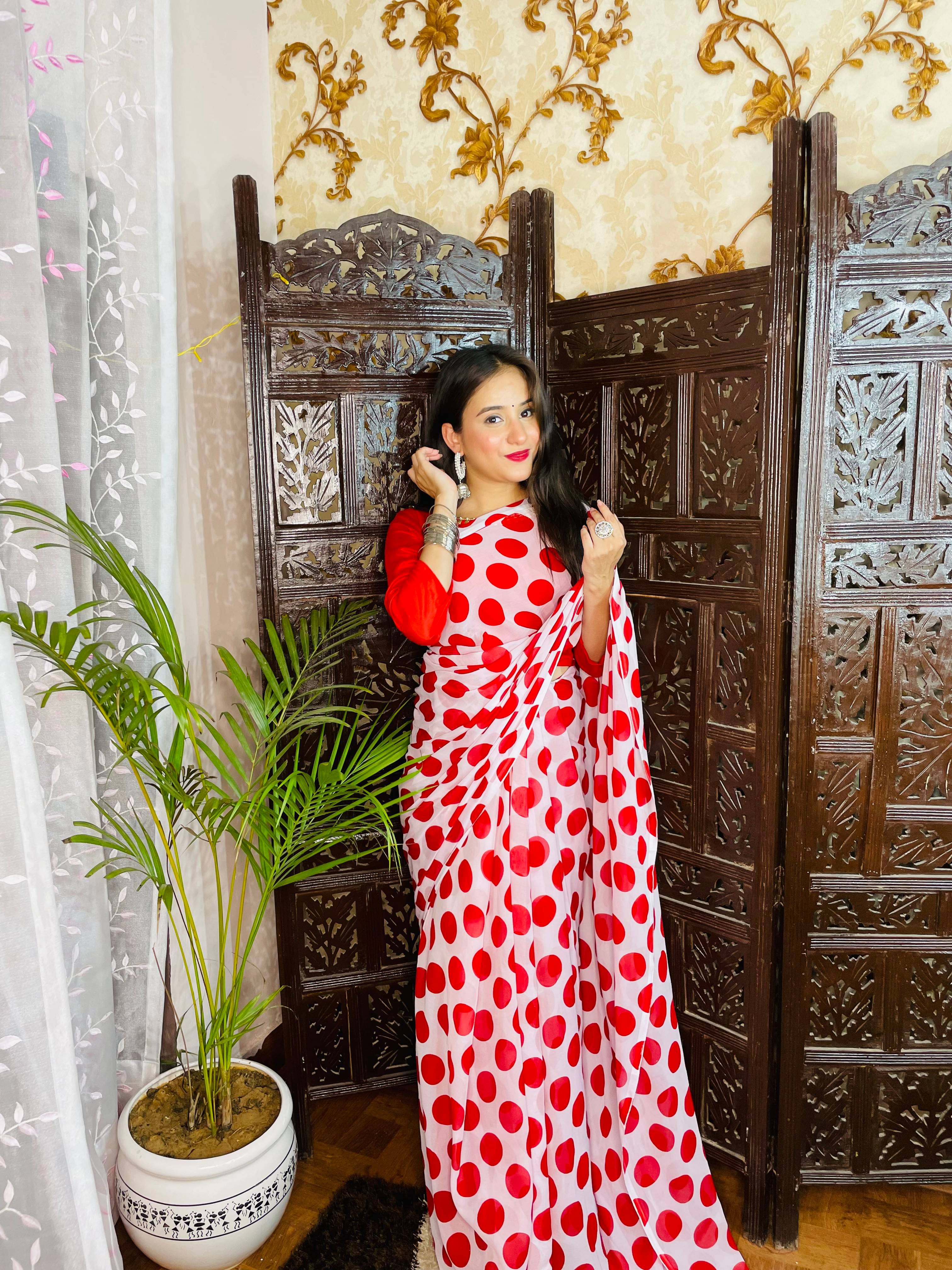     			ANAND SAREES Georgette Printed Ilkal Saree With Unstitched Blouse Piece ( RED )