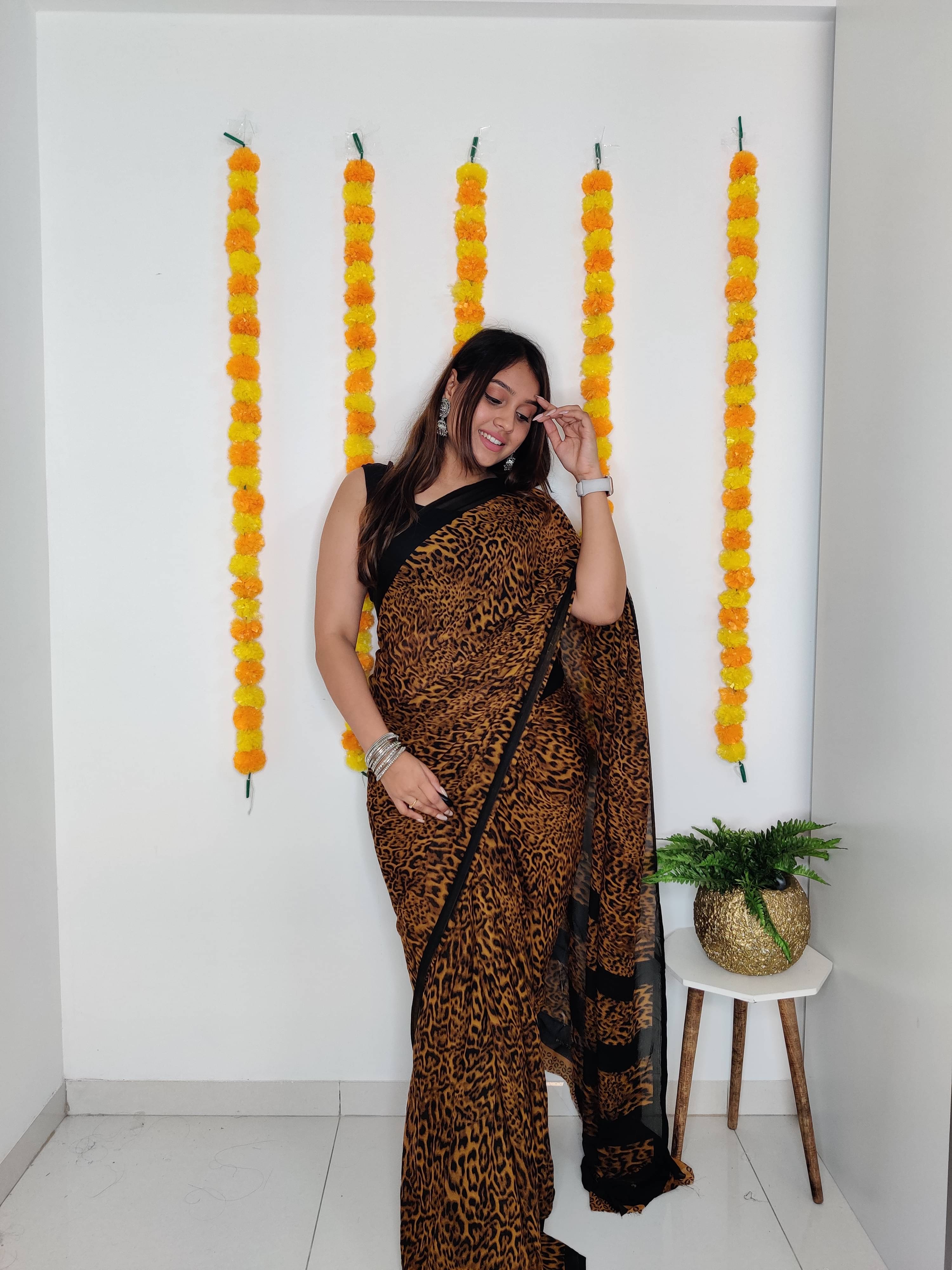     			ANAND SAREES Georgette Printed Ilkal Saree With Unstitched Blouse Piece ( YELLOW )