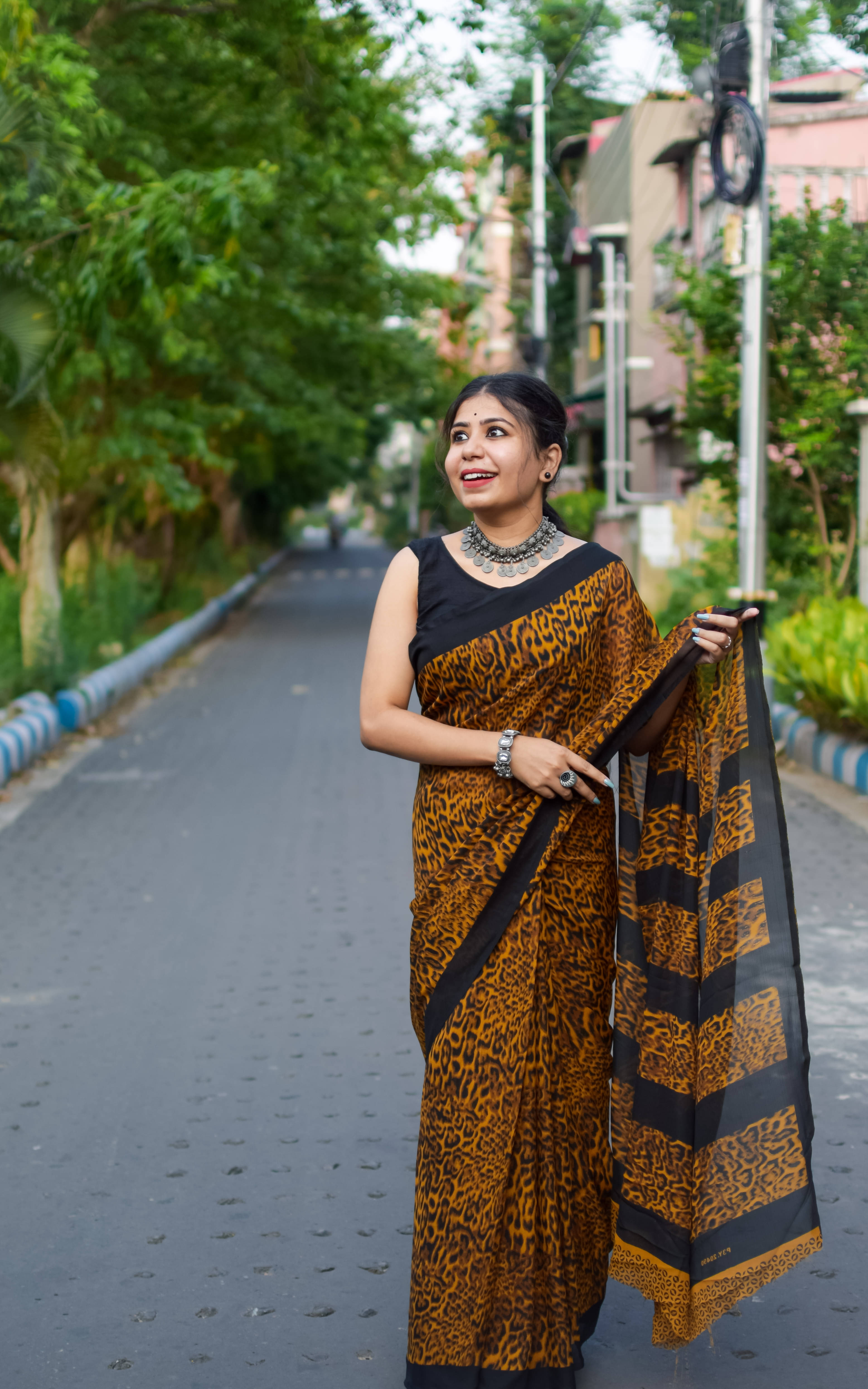     			ANAND SAREES Georgette Printed Ilkal Saree With Unstitched Blouse Piece ( YELLOW )