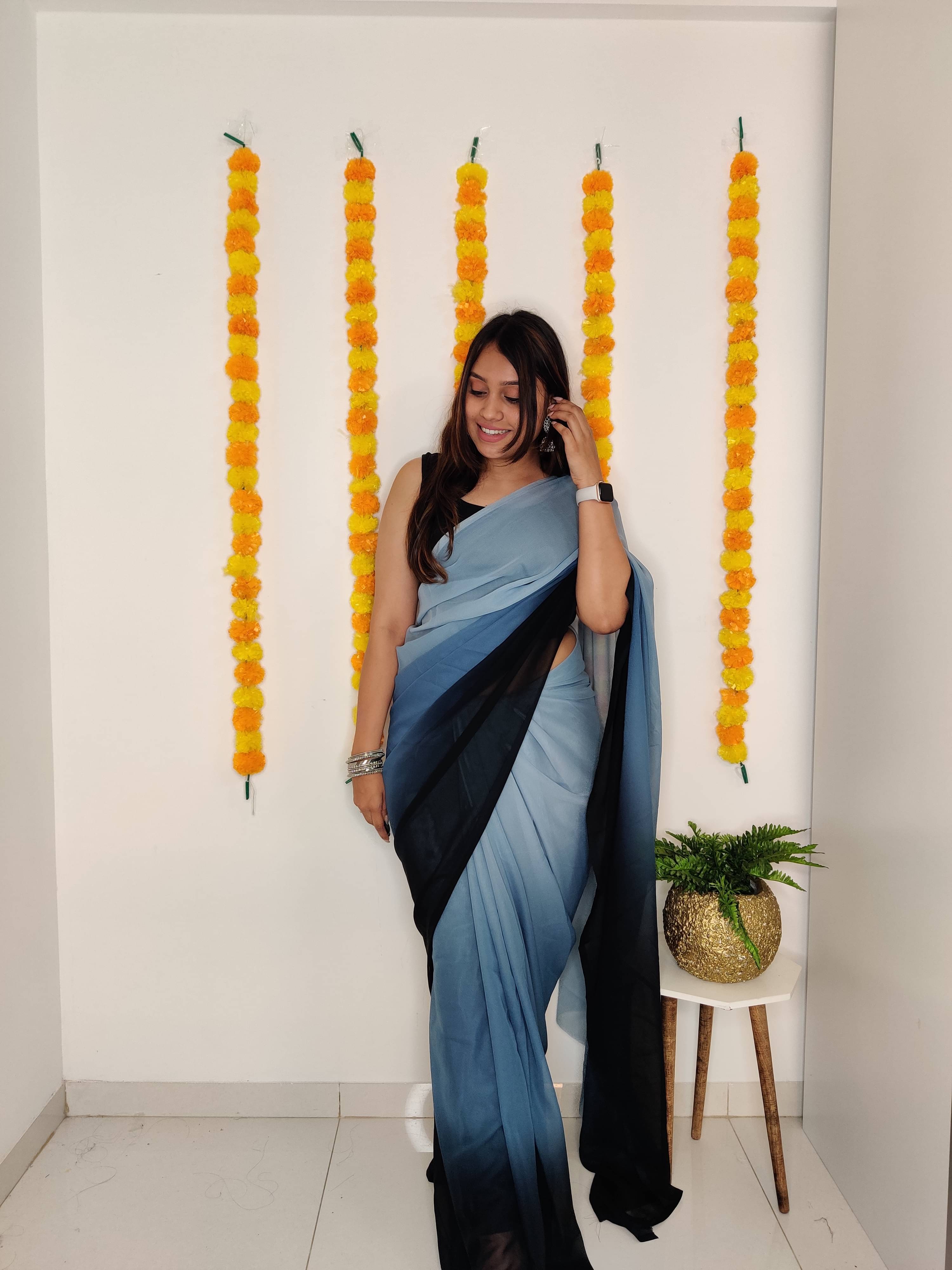 ANAND SAREES Georgette Solid Ilkal Saree With Unstitched Blouse Piece ( GREY ) ANAND SAREES Georgette Solid Ilkal Saree With Unstitched Blouse Piece ( GREY )