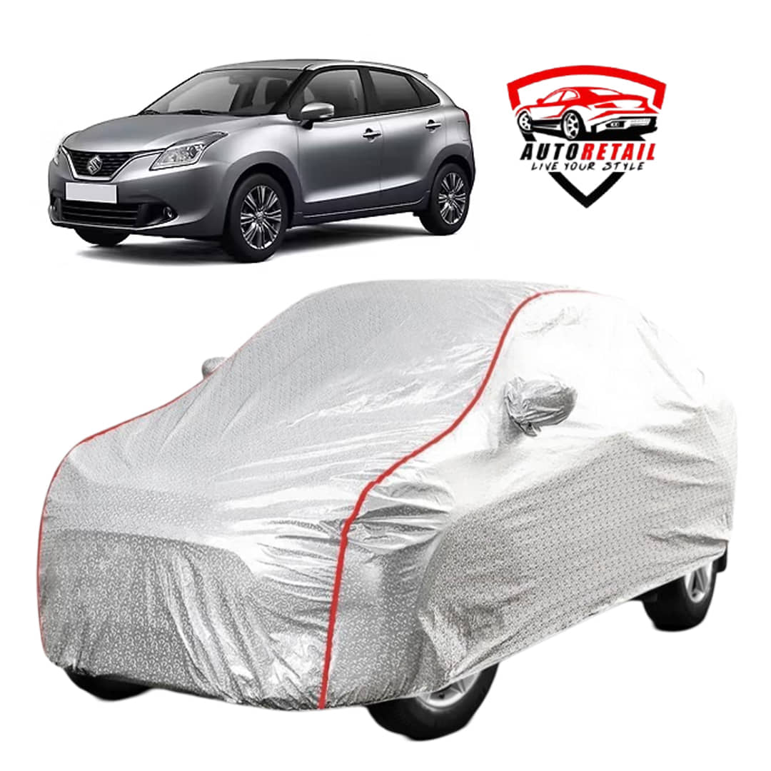 AutoRetail Car Body Cover for Maruti Suzuki Baleno With Mirror Pocket ( Pack of 1 ) , Silver