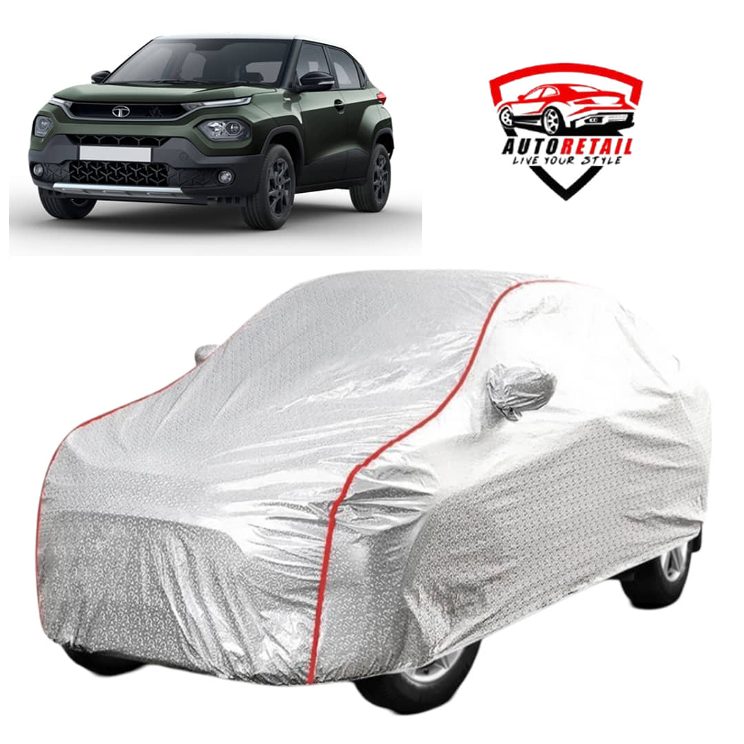 AutoRetail Car Body Cover for Tata PUNCH With Mirror Pocket ( Pack of 1 ) , Silver