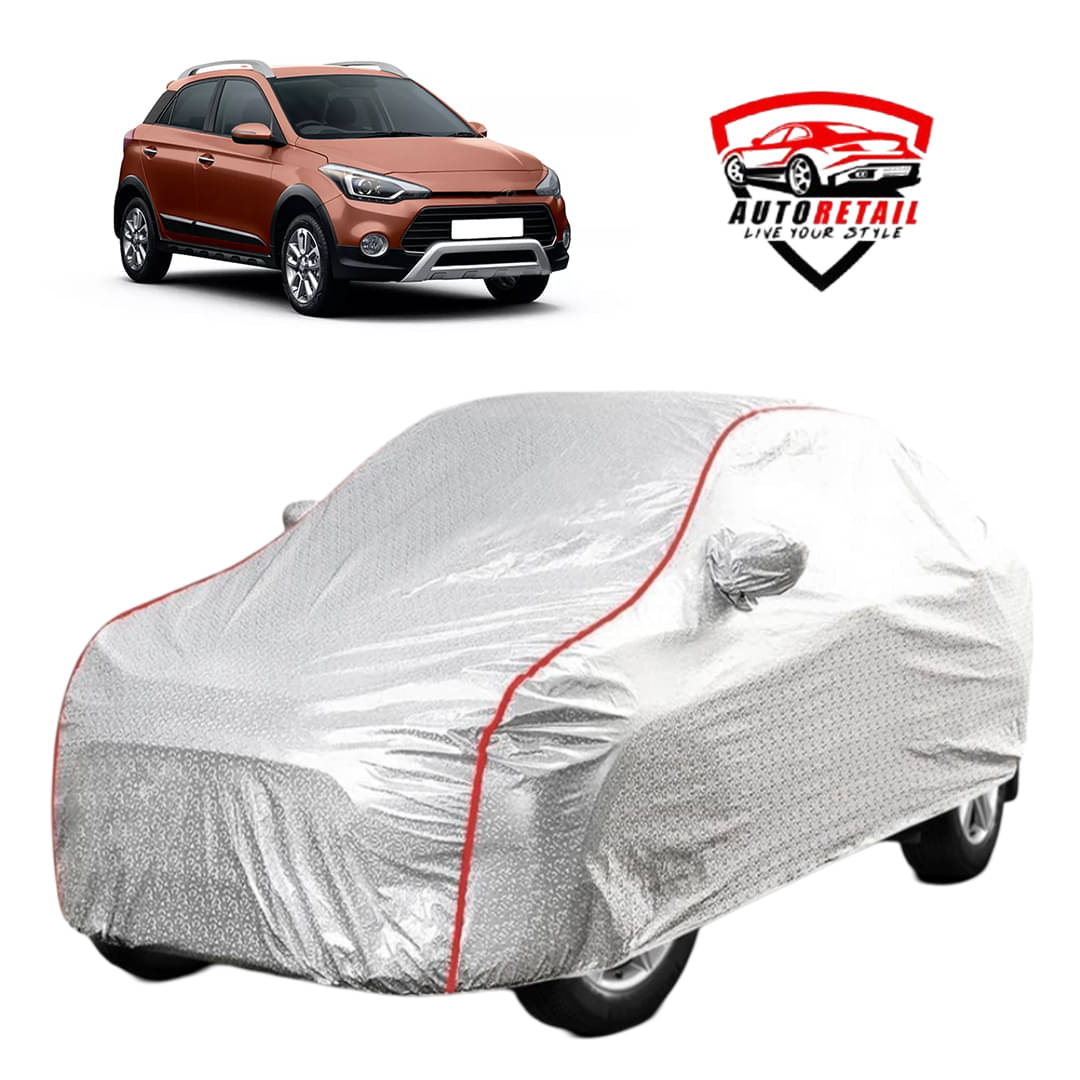     			AutoRetail Car Body Cover for Hyundai i20 Active With Mirror Pocket ( Pack of 1 ) , Silver
