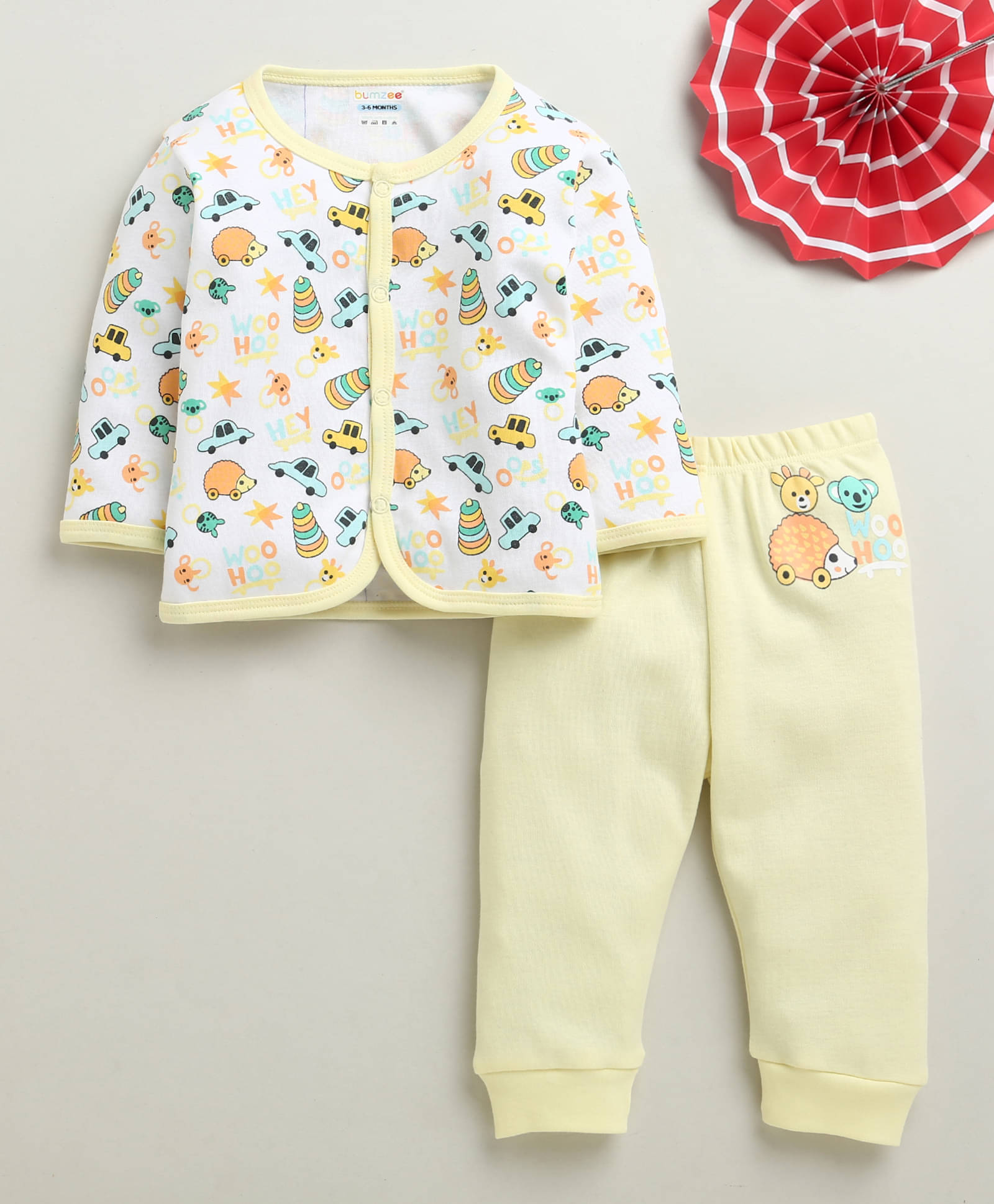     			BUMZEE Pack of 1 Baby Boys Cotton T-Shirt & Pants Set ( Yellow )