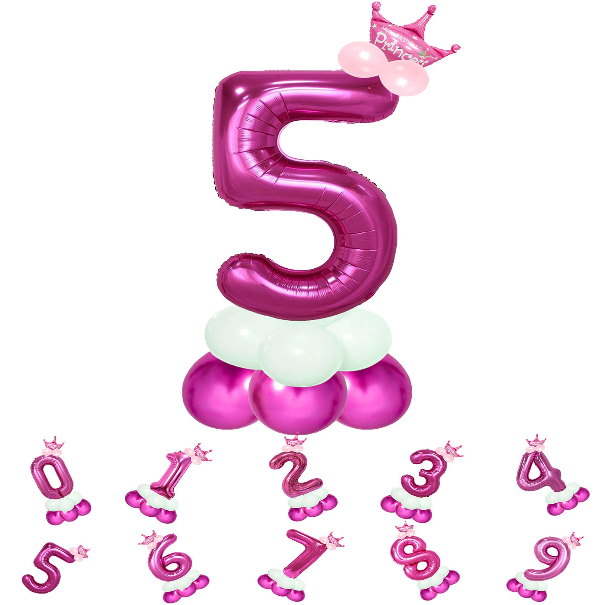     			Bubble Bells 5/Five number 32 Inch Pink color Foil Number Balloon For 5th Birthday & Anniversary, baby shower Decoration Kit, For 5 Years Kids, Girl & Boy, adults, Helium Balloon, Crown Metalic Pastel Balloons for Party birthday photoshoot ( PACK OF 14 )