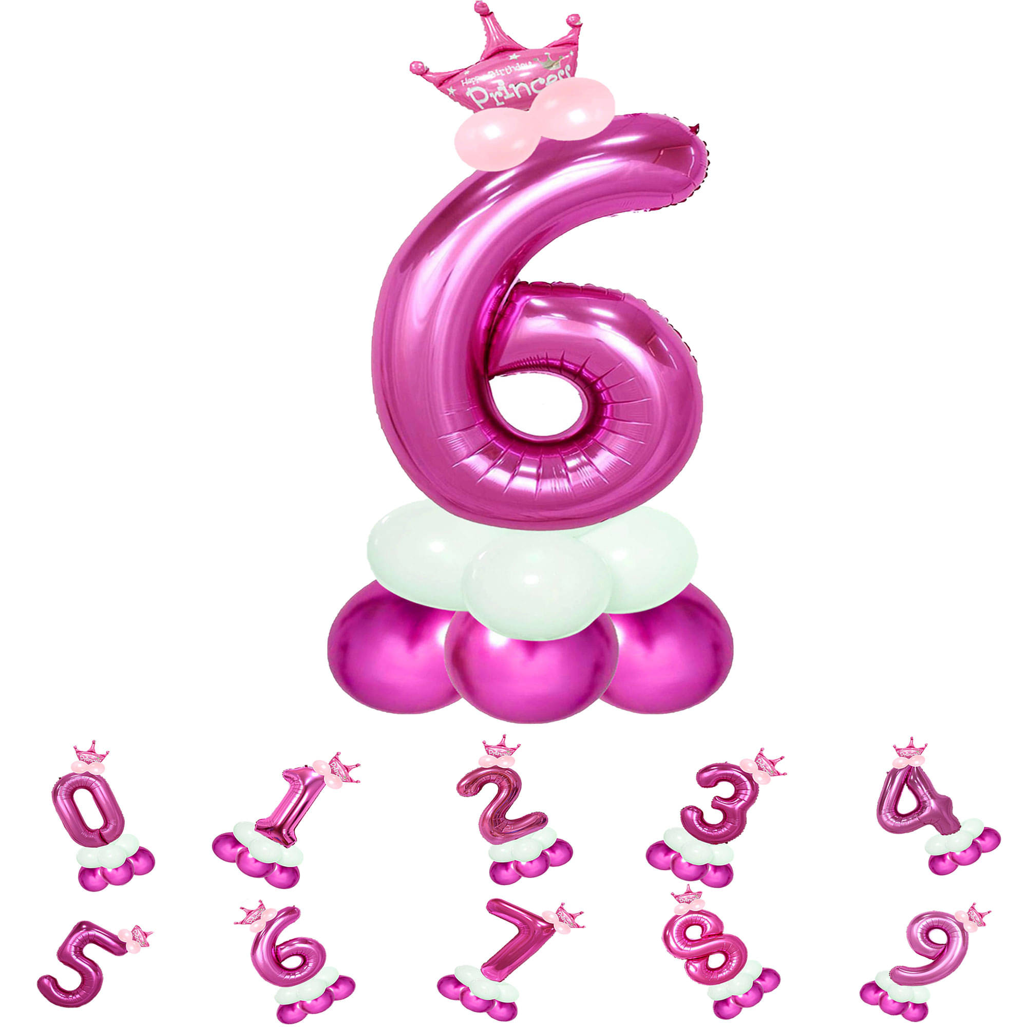     			Bubble Bells 6/Six number 32 Inch Pink color Foil Number Balloon For 6th Birthday & Anniversary, baby shower Decoration Kit, For 6 Years Kids, Girl & Boy, adults, Helium Balloon, Crown Metalic Pastel Balloons for Party birthday photoshoot ( PACK OF 14 )