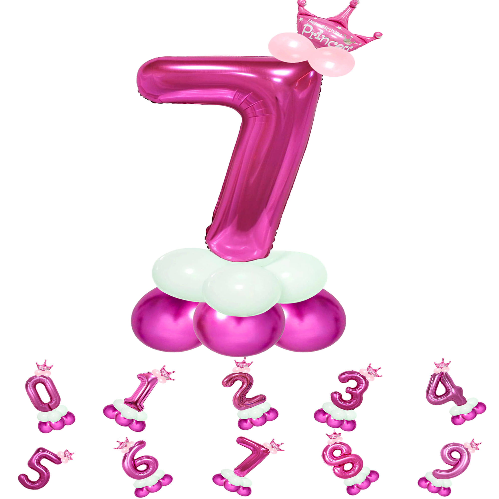     			Bubble Bells 7/Seven number 32 Inch Pink color Foil Number Balloon For 7th Birthday & Anniversary, baby shower Decoration Kit, For 7 Years Kids, Girl & Boy, adults, Helium Balloon, Crown Metalic Pastel Balloons for Party birthday photoshoot ( PACK OF 14 )