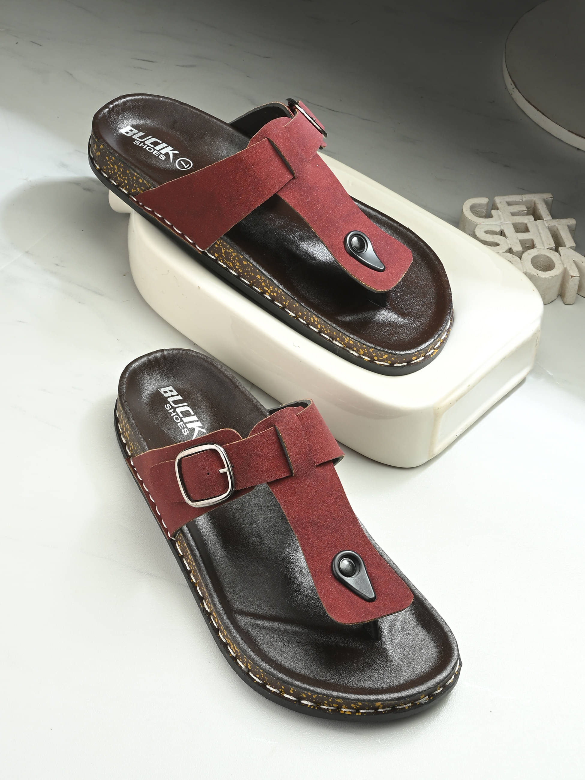     			Bucik Red Men's Slide Flip Flop