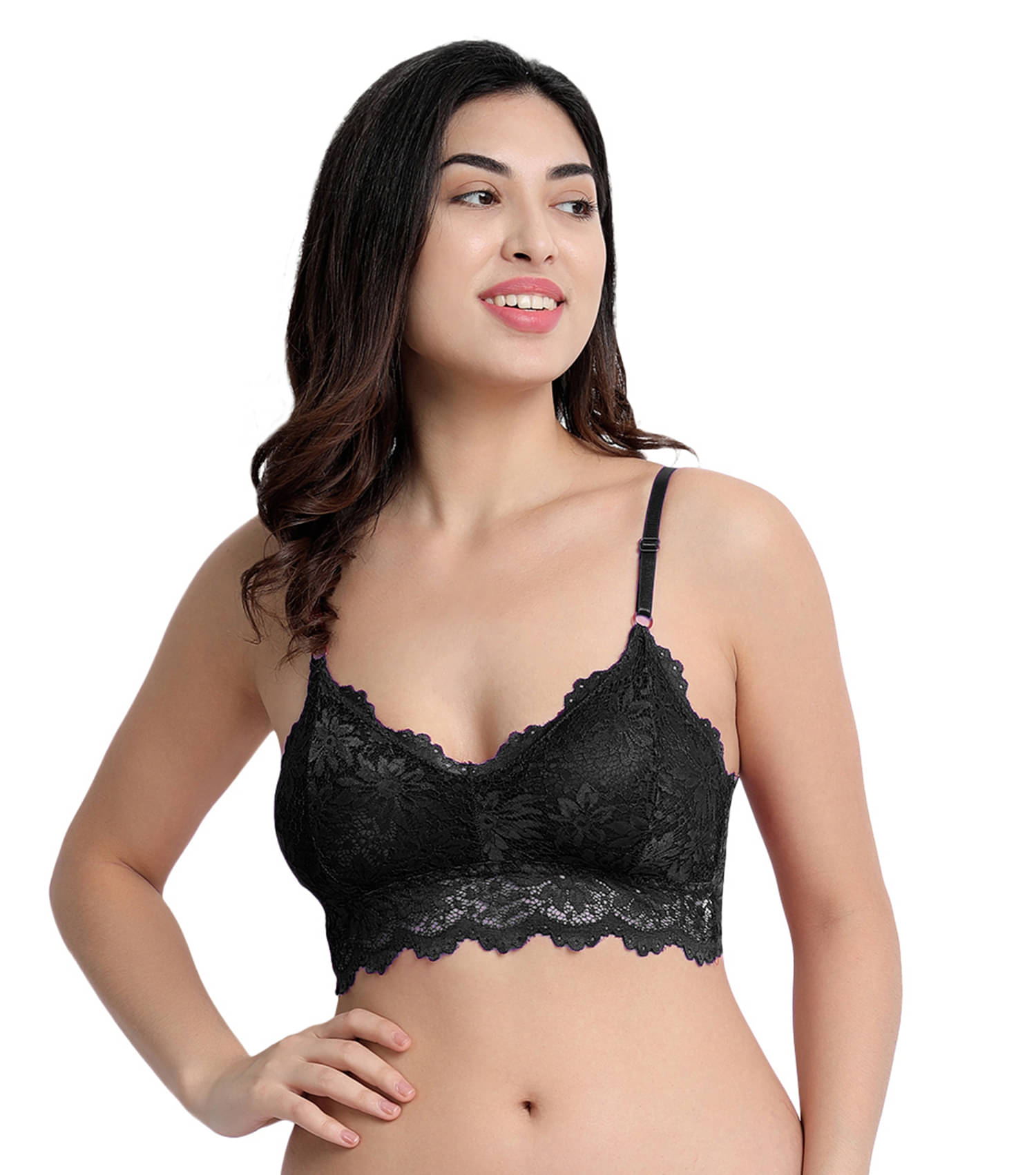     			Dealseven Fashion Pack of 1 Lace Lightly Padded Bralette Bra For Women ( Black )