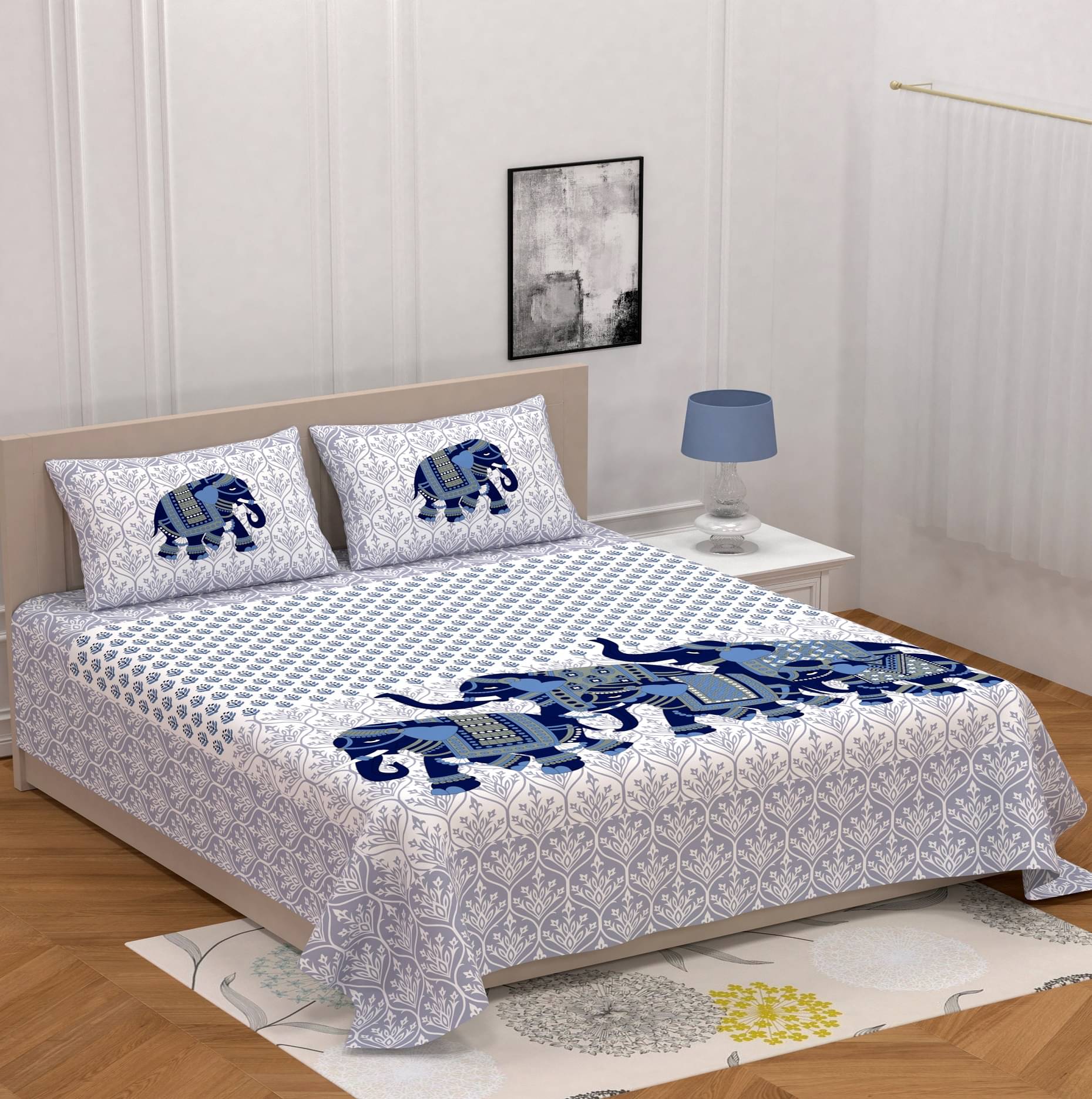    			Dgsm Craft Cotton 1 Double Queen Bedsheet with 2 Pillow Covers ( Multicolor )