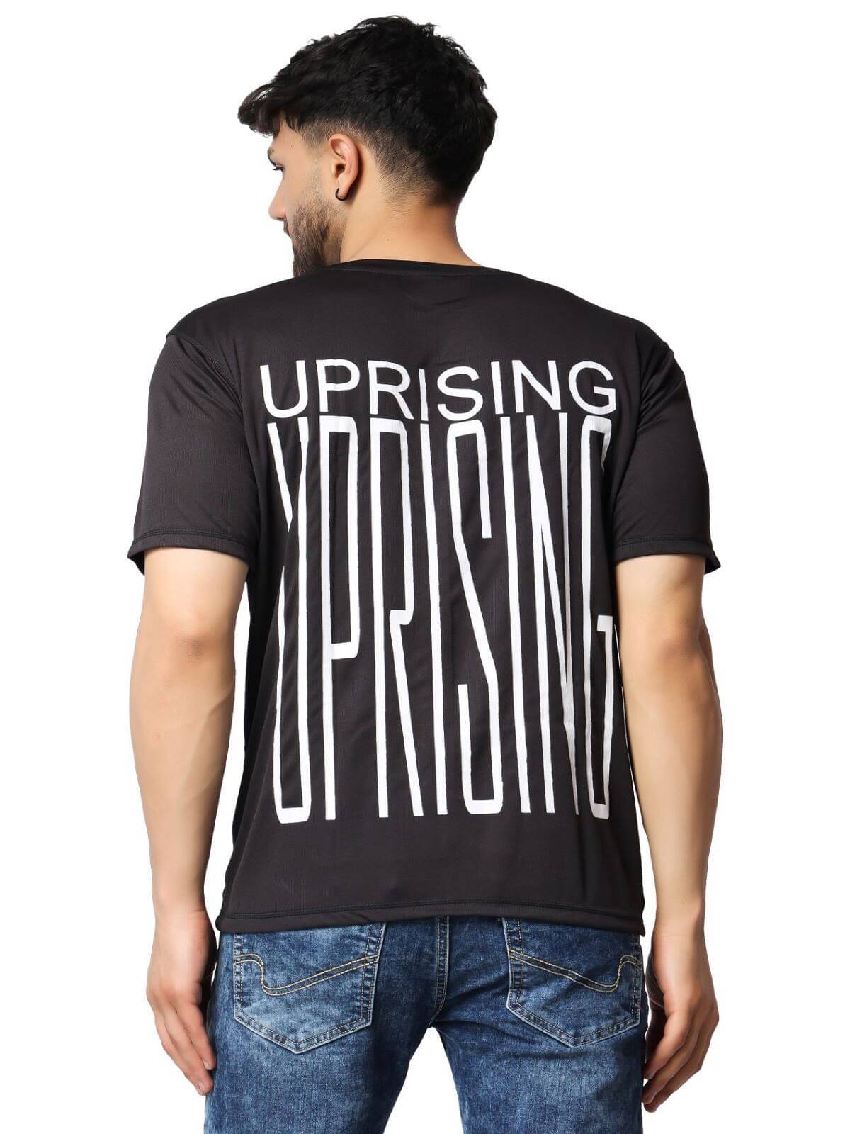 FLIRTY SOUL Men Polyester Regular Fit Printed T-Shirt ( Black ) FLIRTY SOUL Men Polyester Regular Fit Printed T-Shirt ( Black )