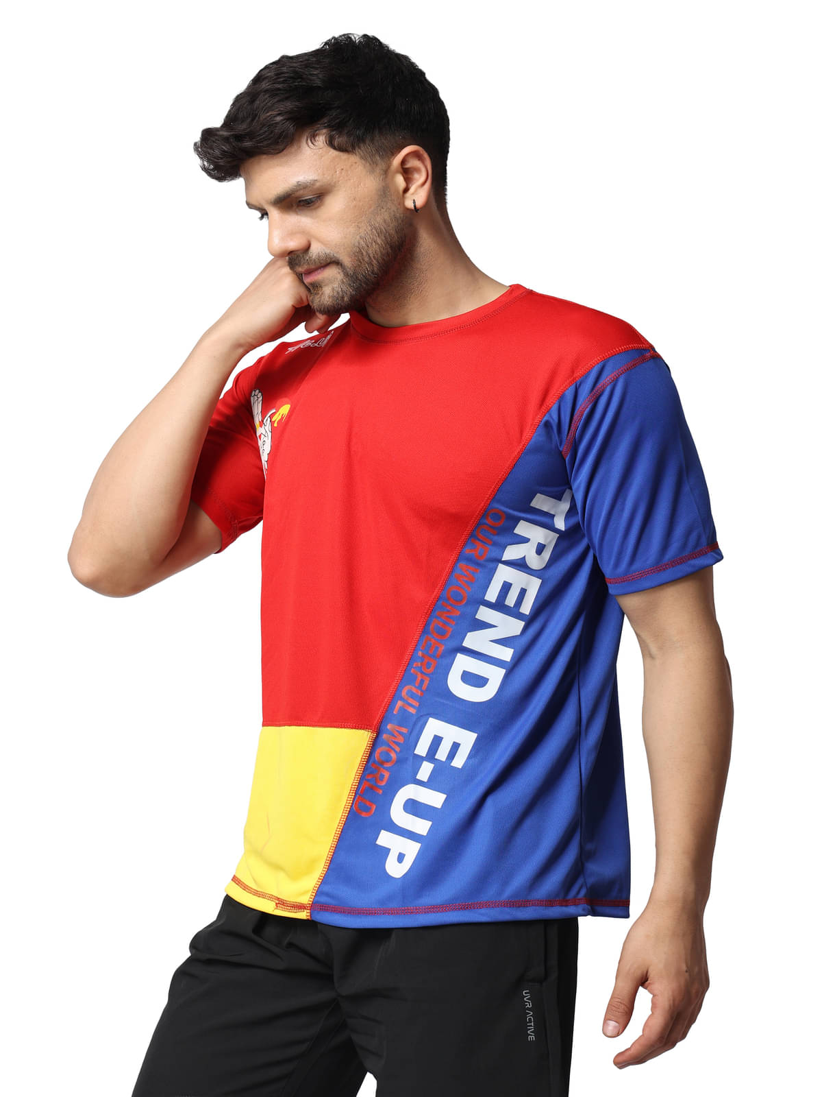    			FLIRTY SOUL Men Polyester Regular Fit Colorblock T-Shirt ( Red )