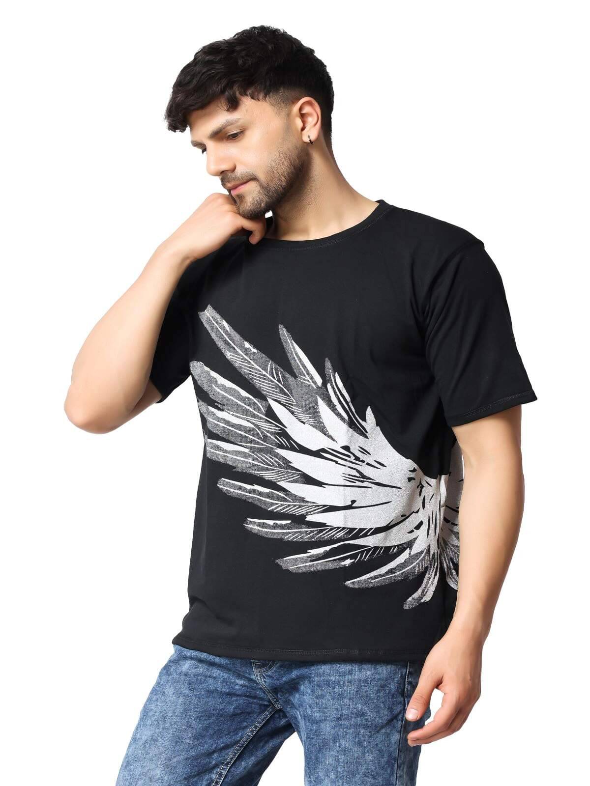     			FLIRTY SOUL Men Polyester Regular Fit Printed T-Shirt ( Black )