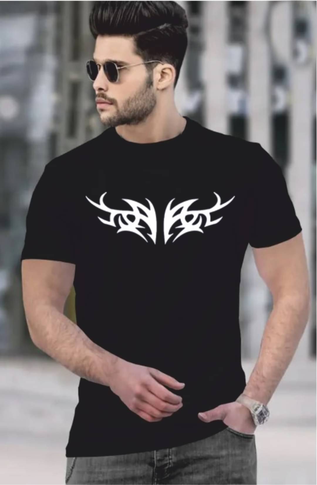     			GARBFEB Men Cotton Blend Regular Fit Solid T-Shirt ( Black )