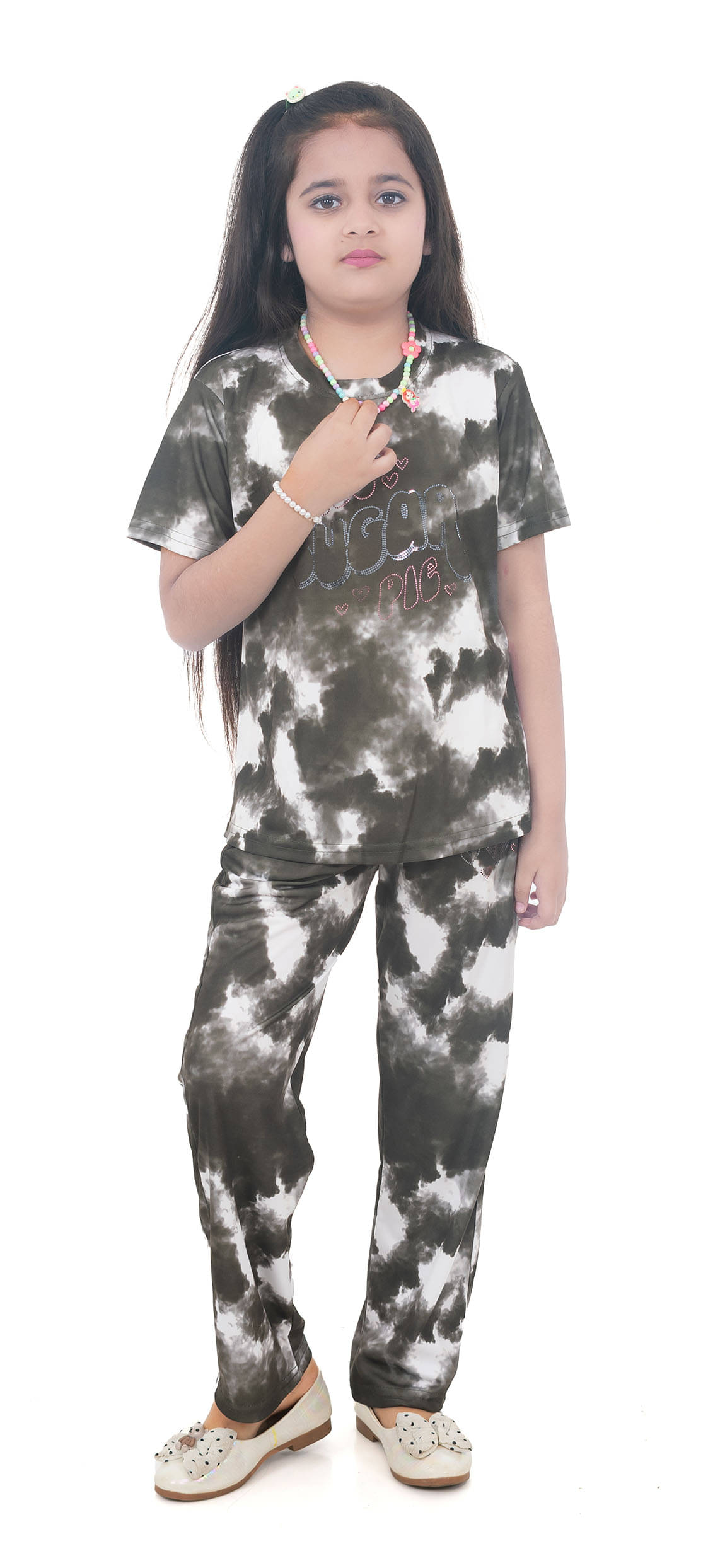     			HANABY Pack of 1 Girls Rayon Nightsuit Set ( Grey )