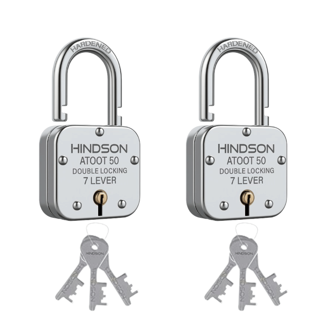     			HINDSON Atoot 50mm Lock with 3 Keys – Pack Of 2