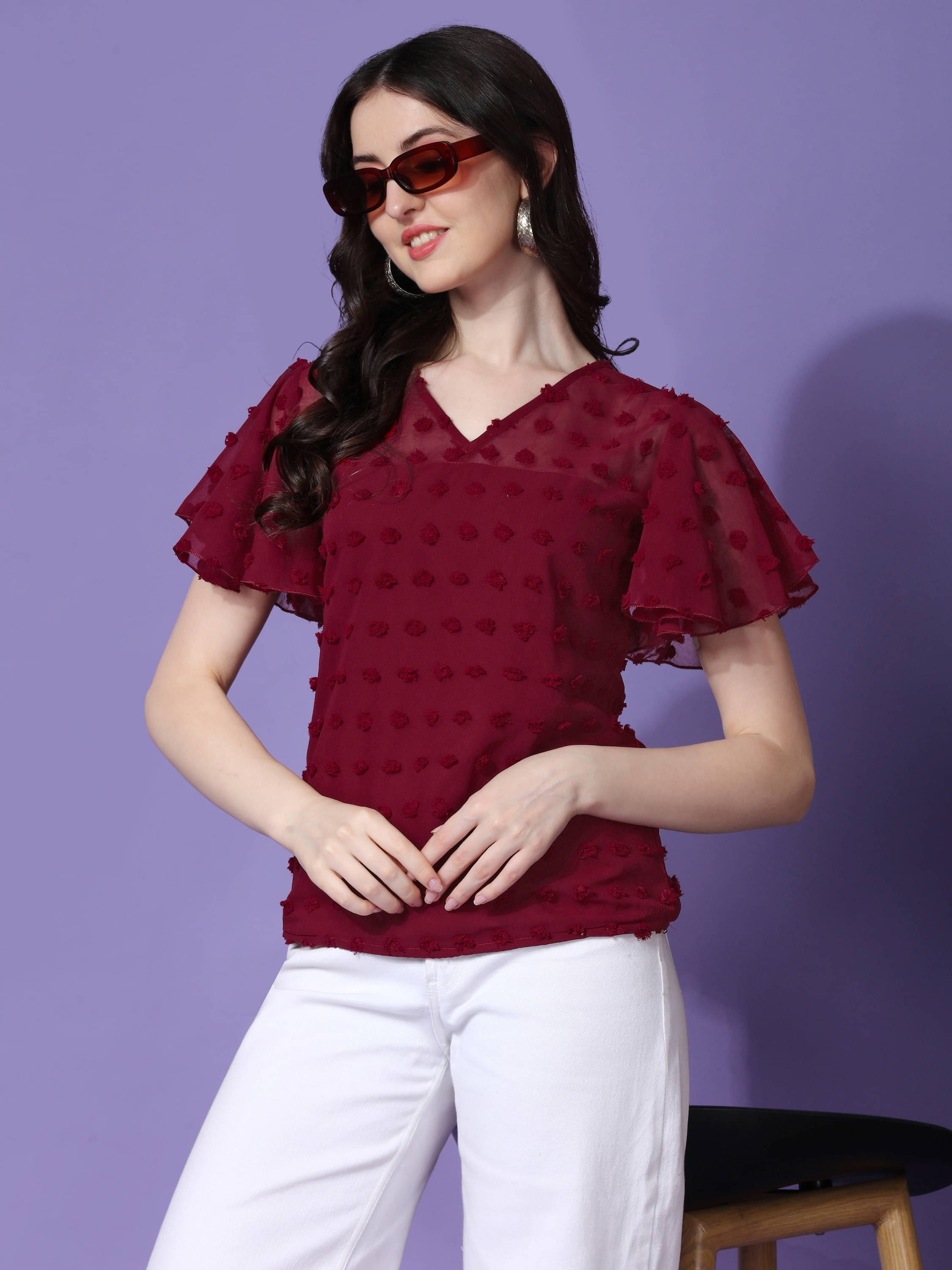     			Honky Tonky Women's Georgette Regular Top ( Red )