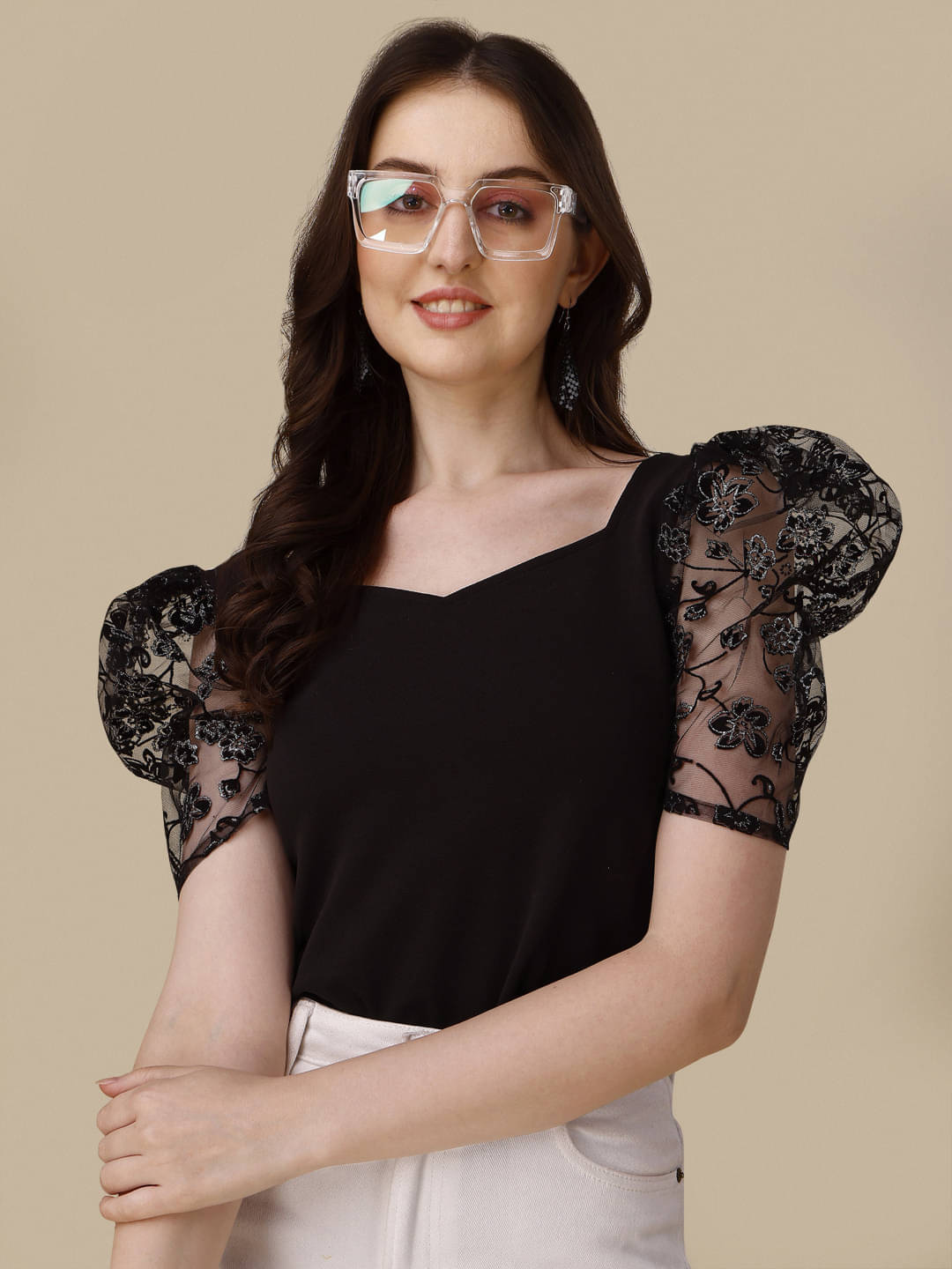 Honky Tonky Women's Polyester Regular Top ( Black ) Honky Tonky Women's Polyester Regular Top ( Black )