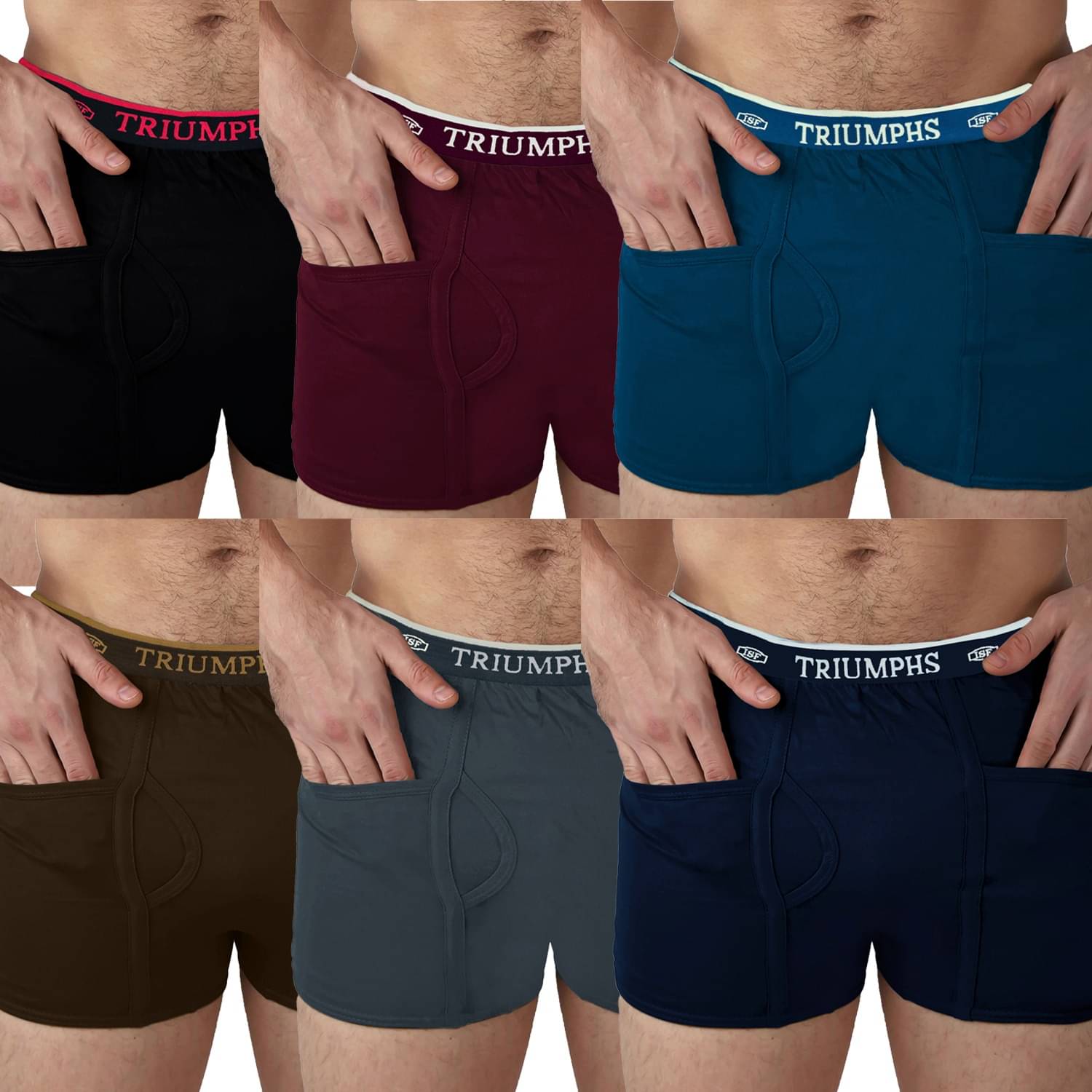     			ISF TRIUMPHS Pack of 6 Cotton Blend Trunks For Men's ( Multicolor )