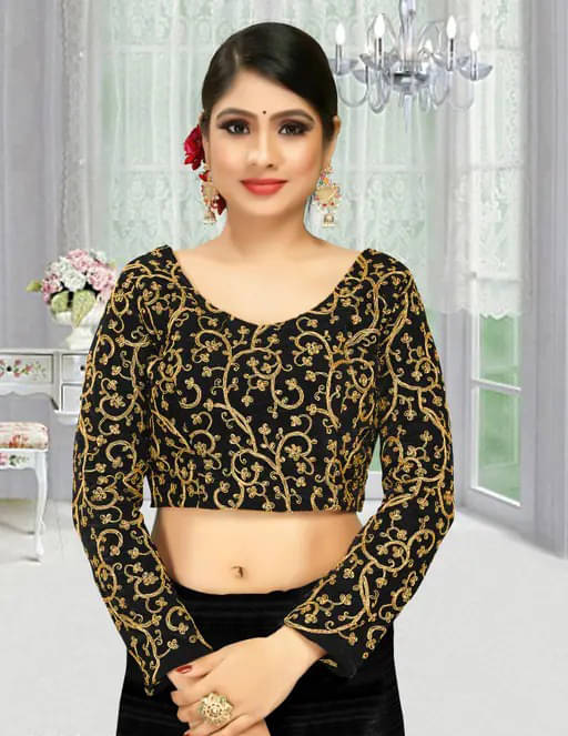 JULEE Black Unstitched Velvet Women's Blouse ( Pack of 1 ) JULEE Black Unstitched Velvet Women's Blouse ( Pack of 1 )