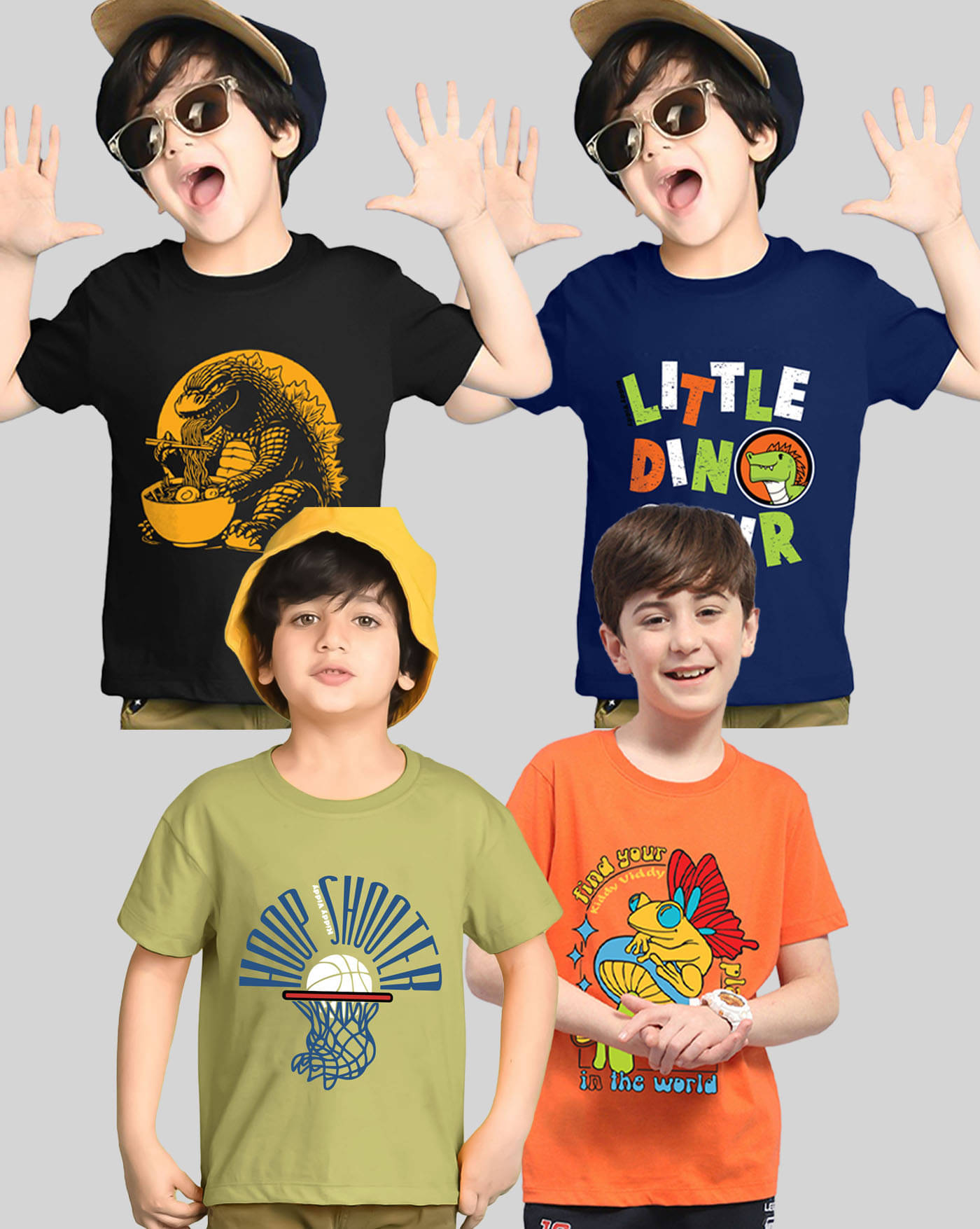    			KIDDY VIDDY Pack of 4 Boys Cotton Blend T-Shirt ( Multicolor )