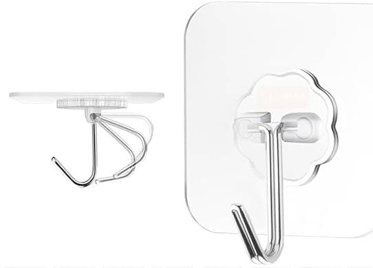     			KIRAN ENT 10 Pieces PVC Heavy Duty Self Adhesive Stainless J Hooks Transparent Waterproof and Oilproof Wall Hooks