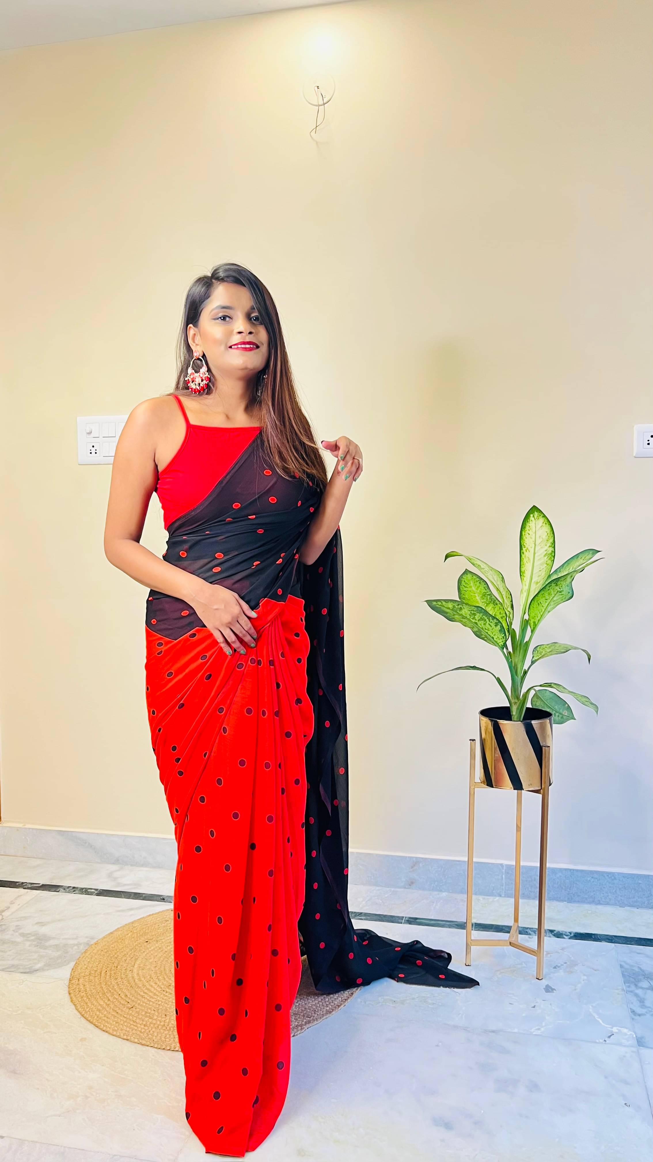     			Kashvi Sarees Georgette Printed Ilkal Saree With Unstitched Blouse Piece ( RED )