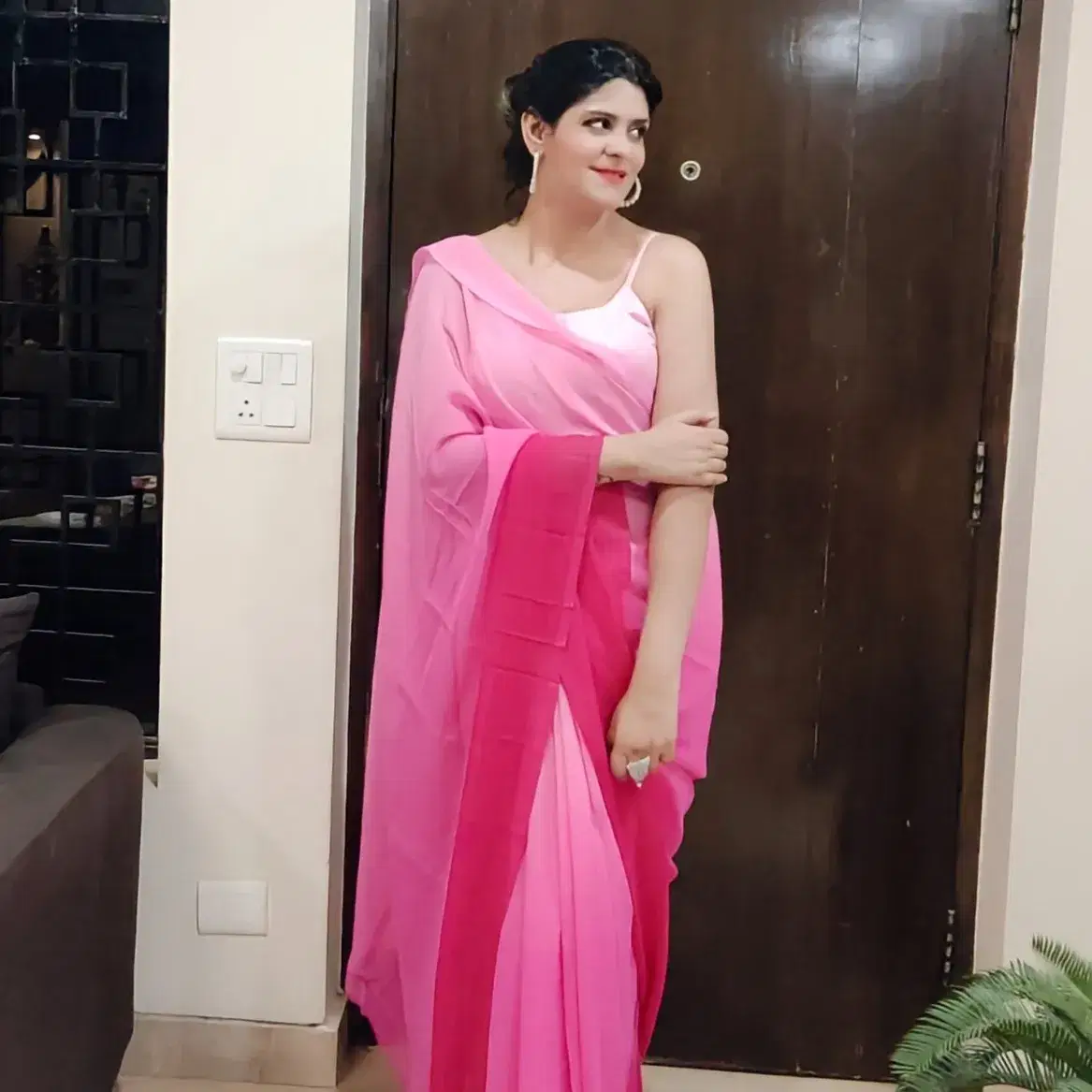 Kashvi Sarees Georgette Solid Ilkal Saree With Unstitched Blouse Piece ( PINK ) Kashvi Sarees Georgette Solid Ilkal Saree With Unstitched Blouse Piece ( PINK )