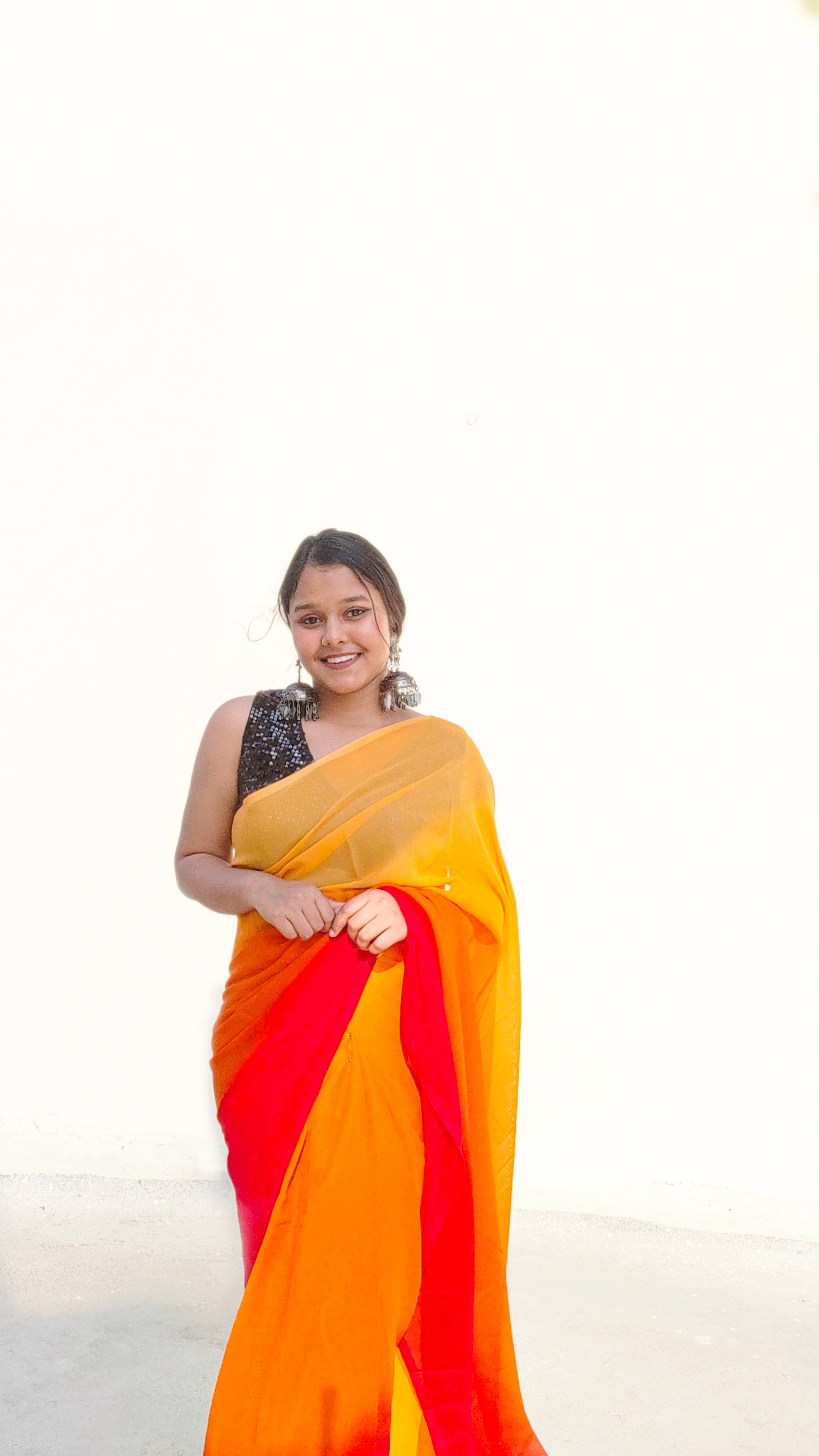     			Kashvi Sarees Georgette Solid Ilkal Saree With Unstitched Blouse Piece ( YELLOW )