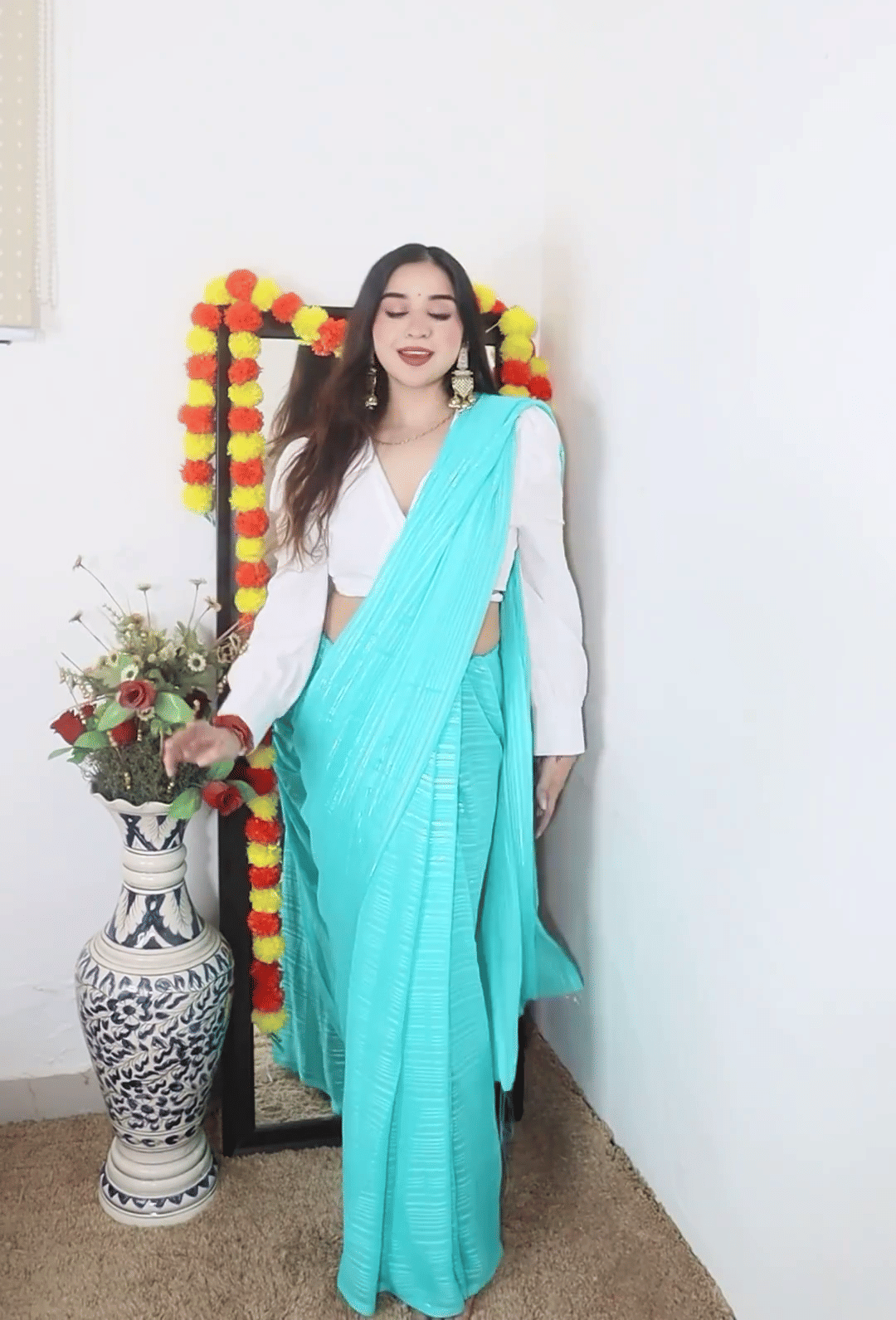 Kashvi Sarees Georgette Striped Ilkal Saree With Unstitched Blouse Piece ( Sky Blue ) Kashvi Sarees Georgette Striped Ilkal Saree With Unstitched Blouse Piece ( Sky Blue )