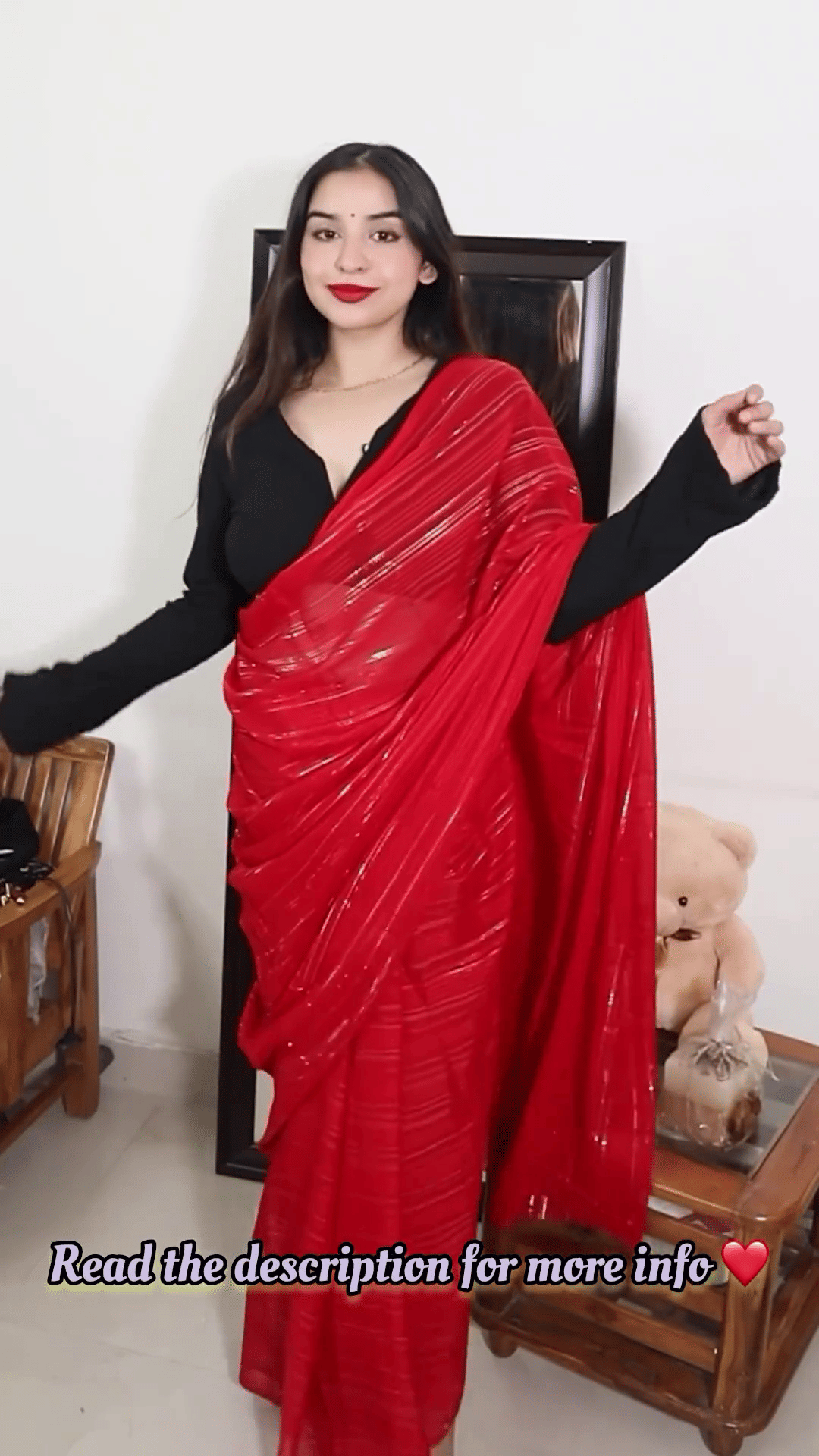     			Kashvi Sarees Georgette Striped Ilkal Saree With Unstitched Blouse Piece ( RED )