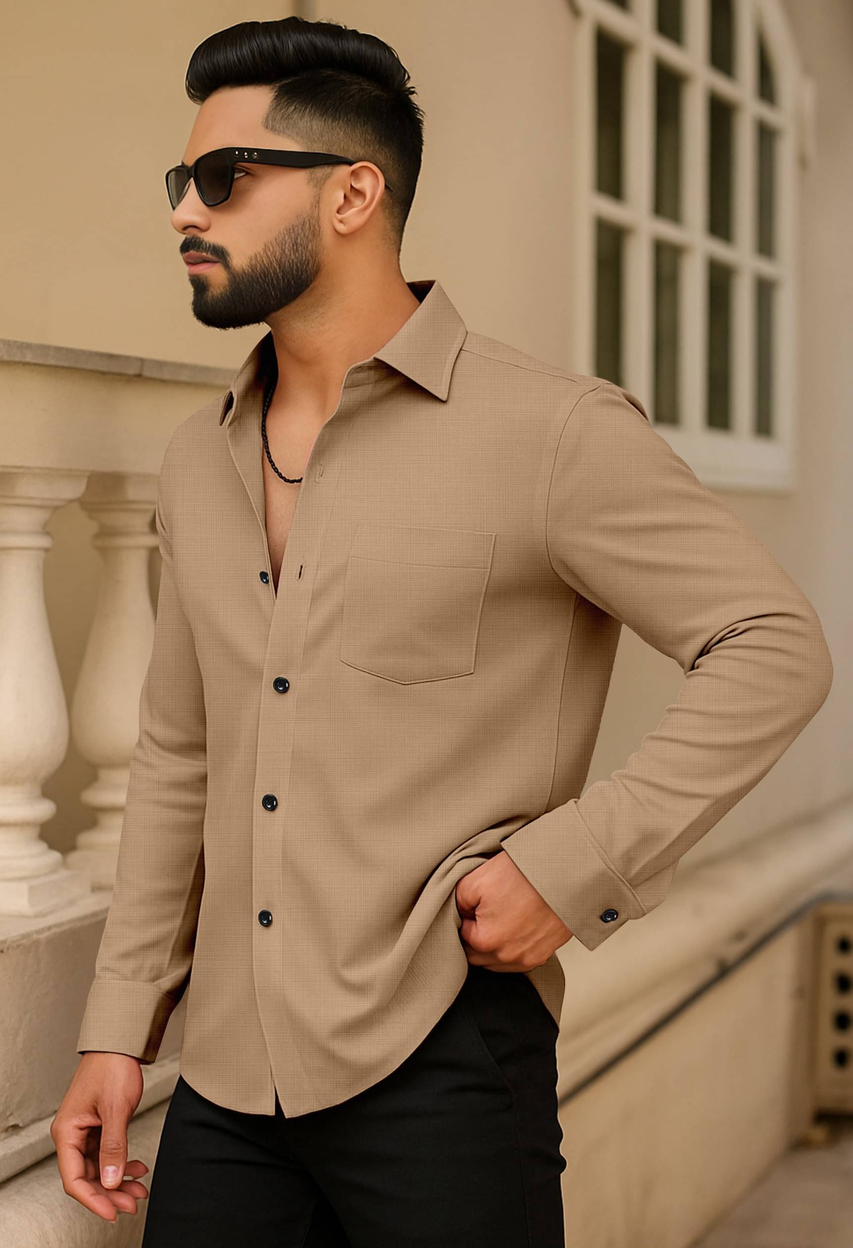 LAXBON 100% Cotton Regular Fit Solids Full Sleeves Men's Casual Shirt - Beige ( Pack of 1 ) LAXBON 100% Cotton Regular Fit Solids Full Sleeves Men's Casual Shirt - Beige ( Pack of 1 )