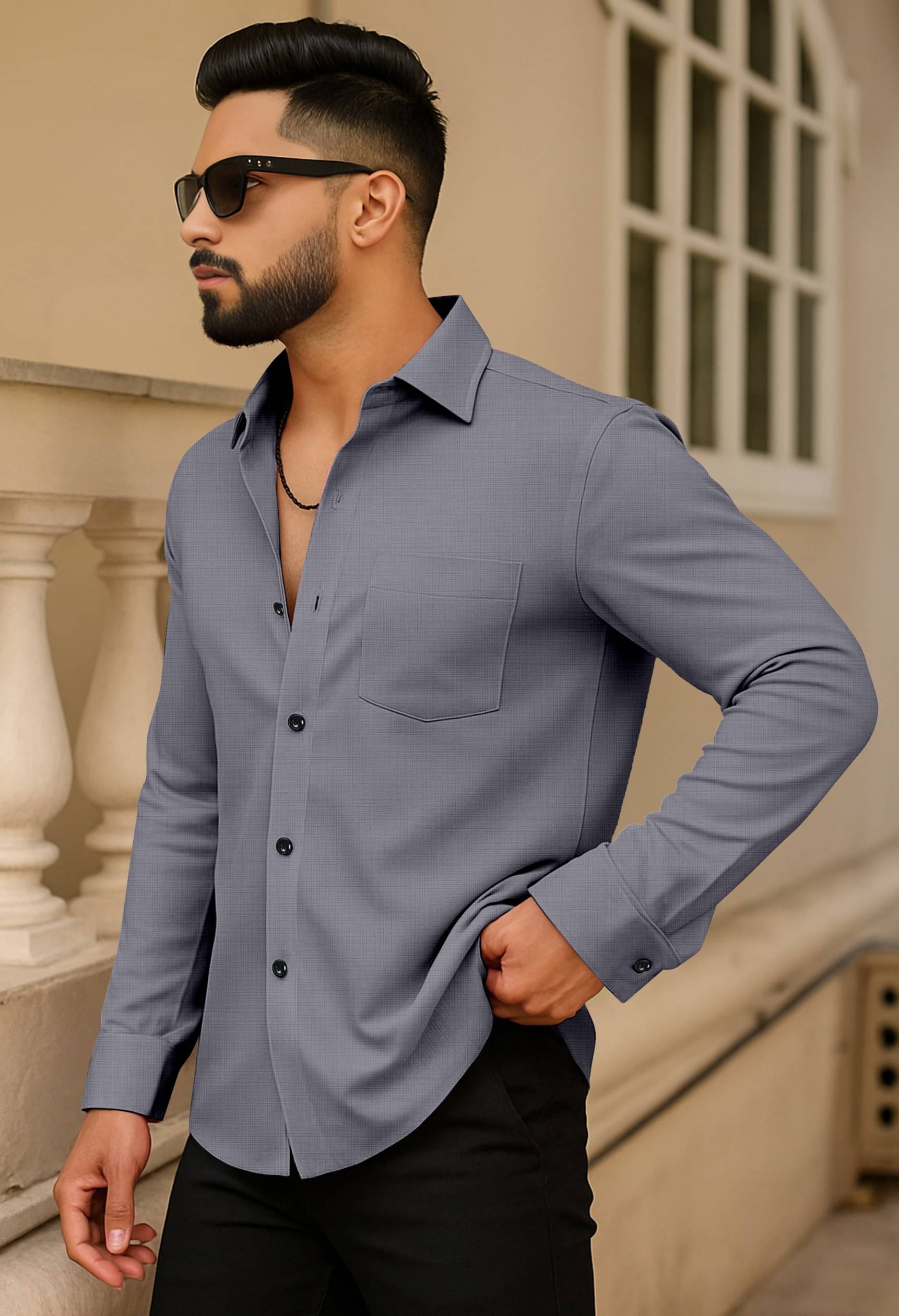 LAXBON 100% Cotton Regular Fit Solids Full Sleeves Men's Casual Shirt - Grey ( Pack of 1 ) LAXBON 100% Cotton Regular Fit Solids Full Sleeves Men's Casual Shirt - Grey ( Pack of 1 )