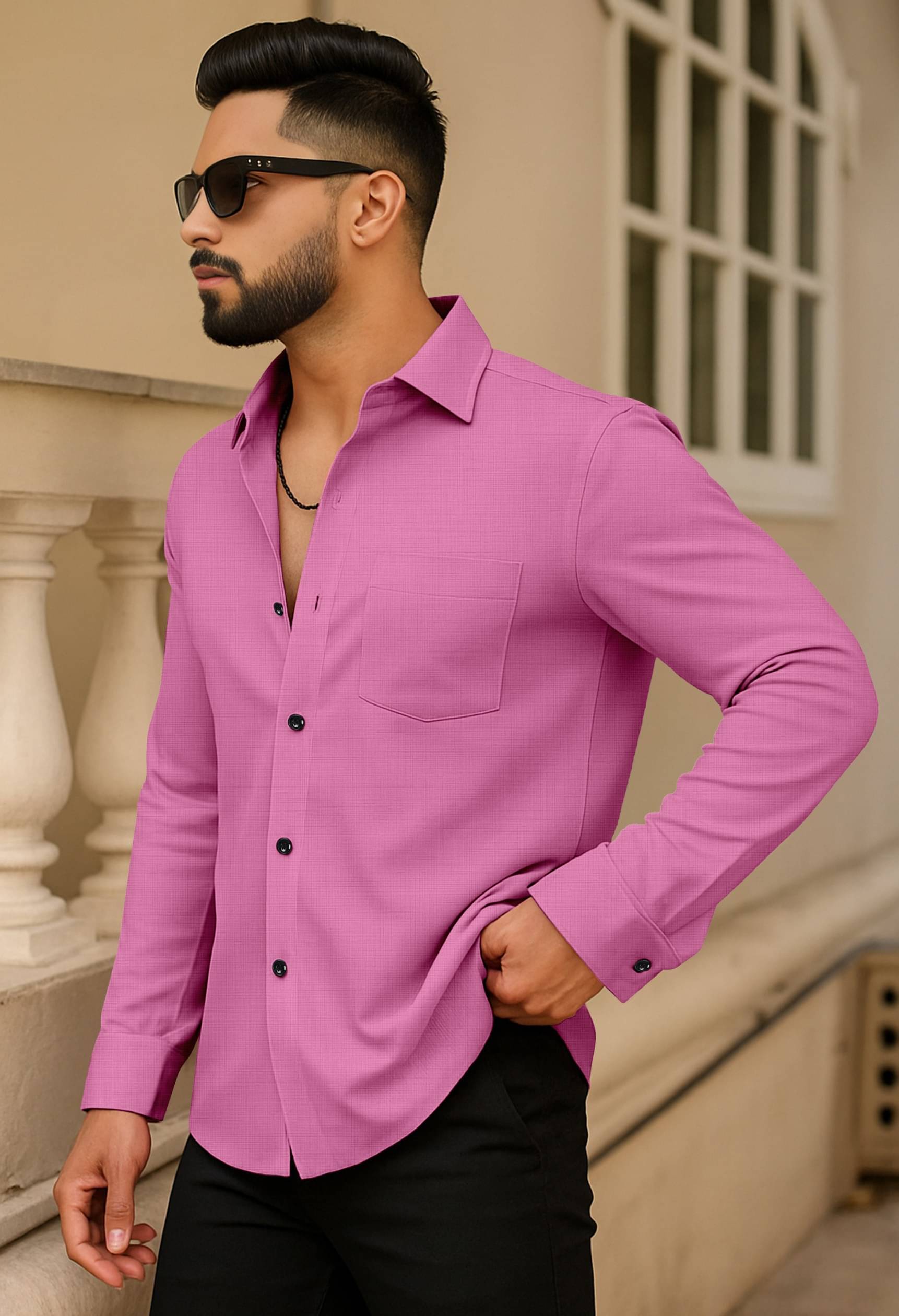     			LAXBON 100% Cotton Regular Fit Solids Full Sleeves Men's Casual Shirt - Pink ( Pack of 1 )
