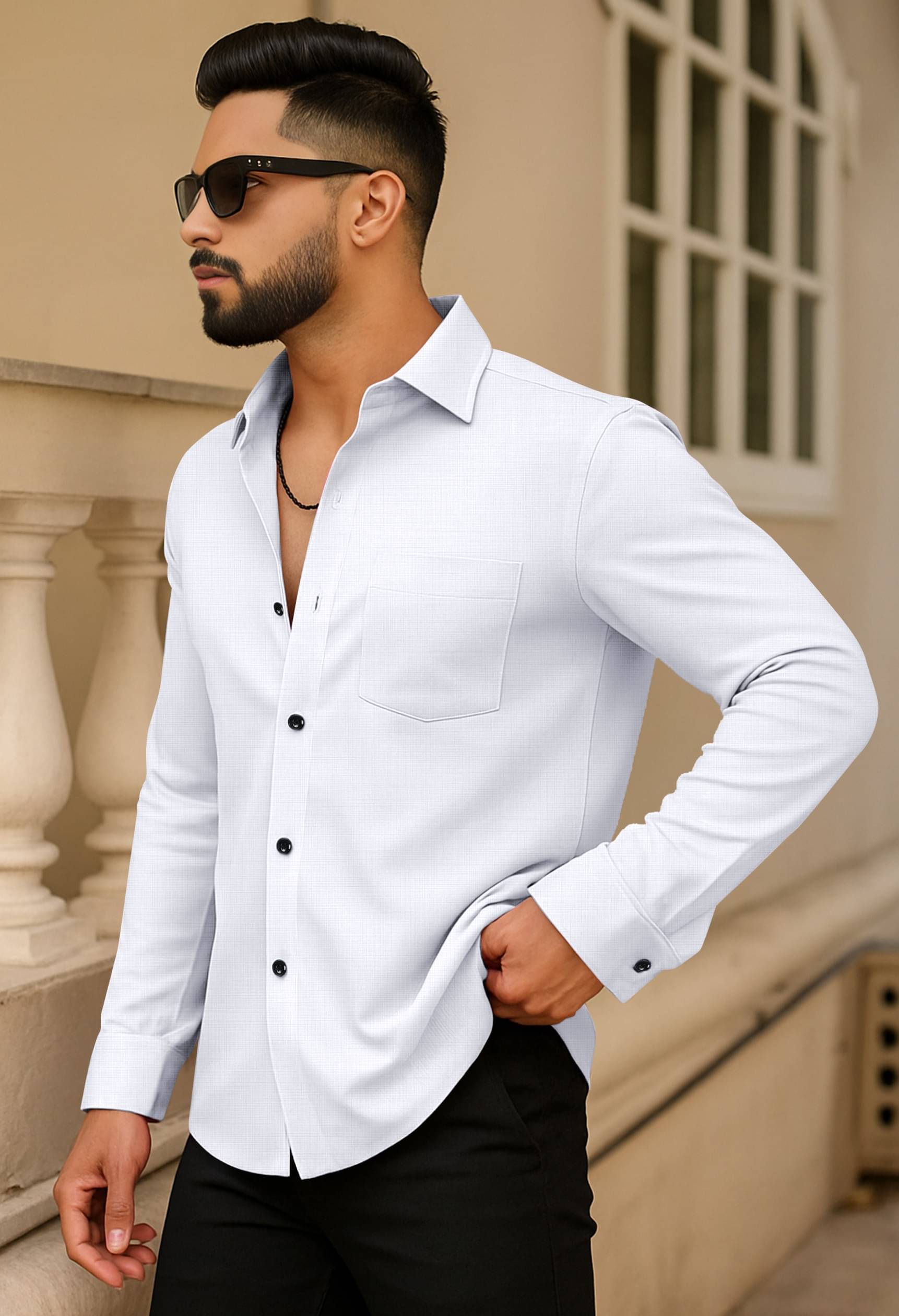     			LAXBON 100% Cotton Regular Fit Solids Full Sleeves Men's Casual Shirt - White ( Pack of 1 )