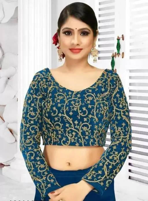     			Lady Shopi Teal Unstitched Velvet Women's Blouse ( Pack of 1 )