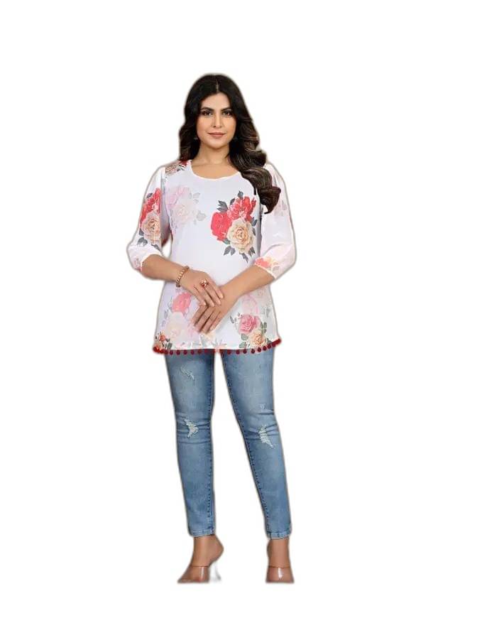     			MITHILA ENTERPRISE Women Georgette Solid Straight Kurti ( Multicoloured )