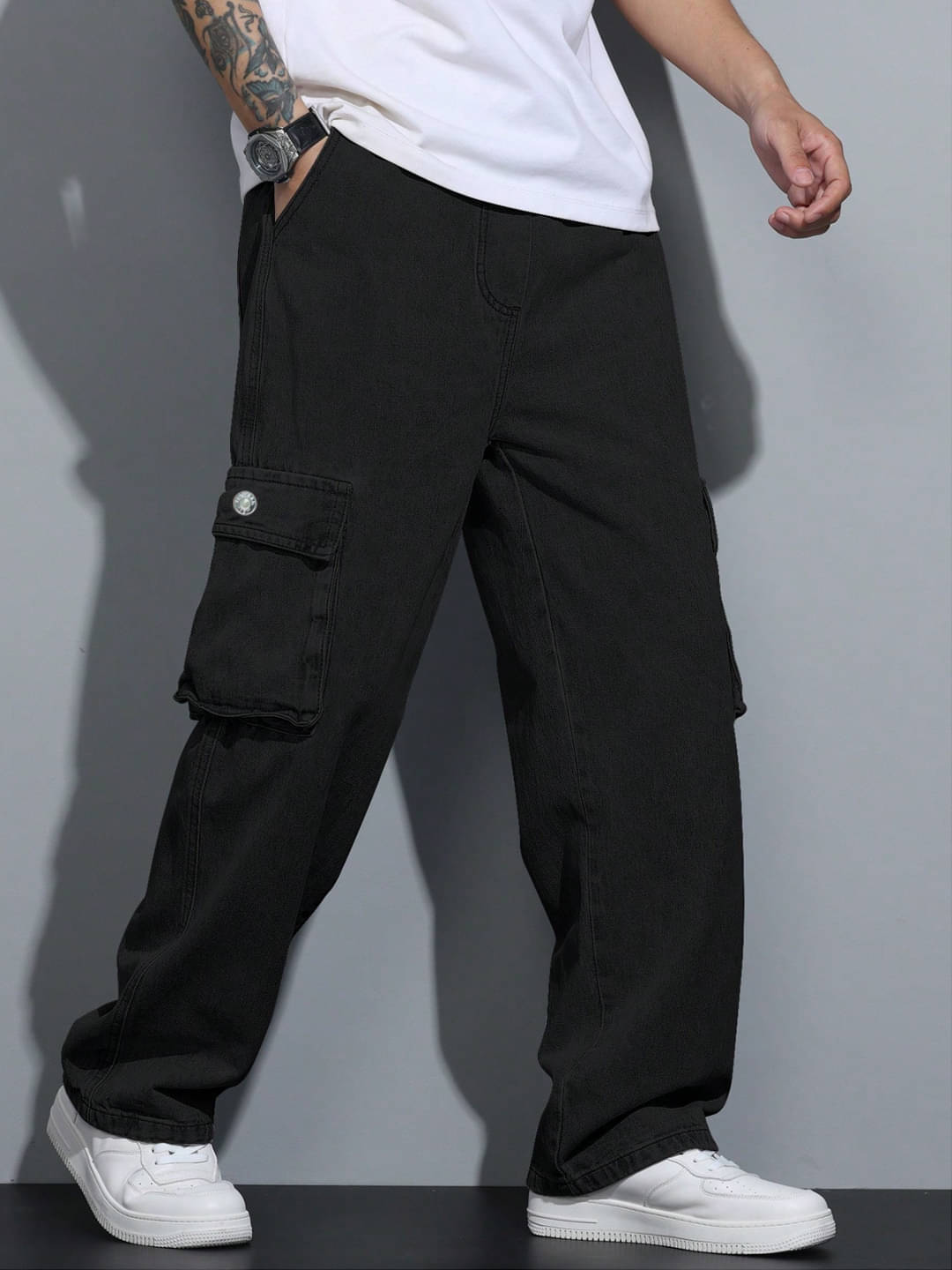     			Masterly Weft Straight Clean Look Men's Jeans - Black ( Pack of 1 )